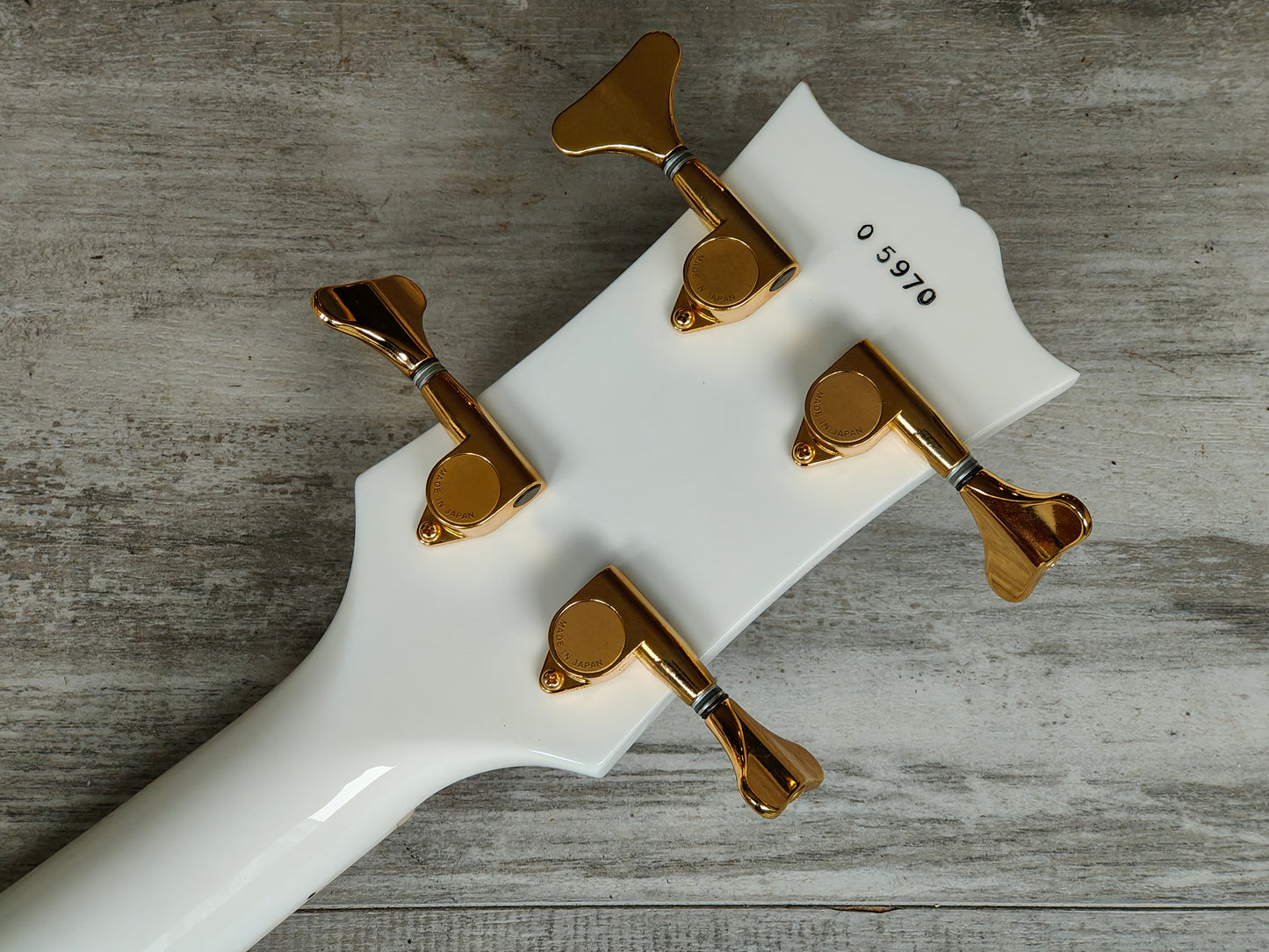 1990 Greco Japan EGB-850 Les Paul Custom Short Scale Bass (White)