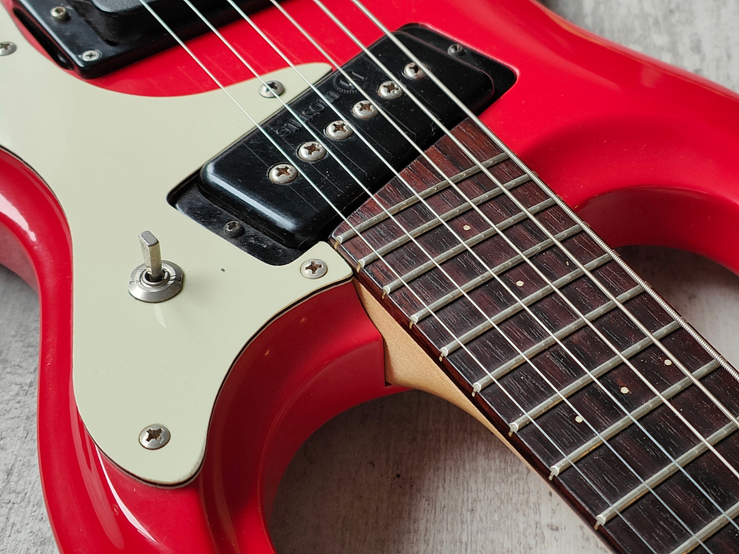 1990's Mini Mosrite Octave Guitar (Red)