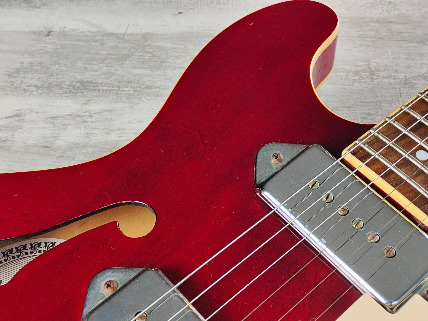 2003 Aria Pro II TA-600 Semi-Hollowbody w/P90's (Transparent Red)