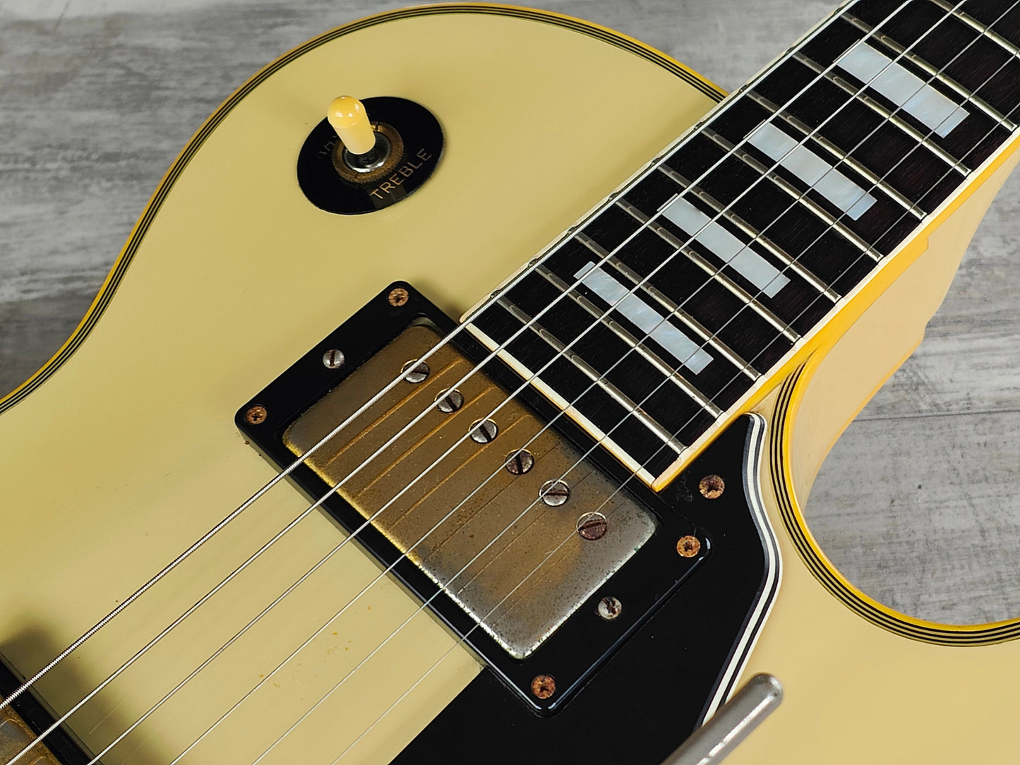 1988 Burny Japan LC-100YS Les Paul Custom w/Tremolo (Aged White)