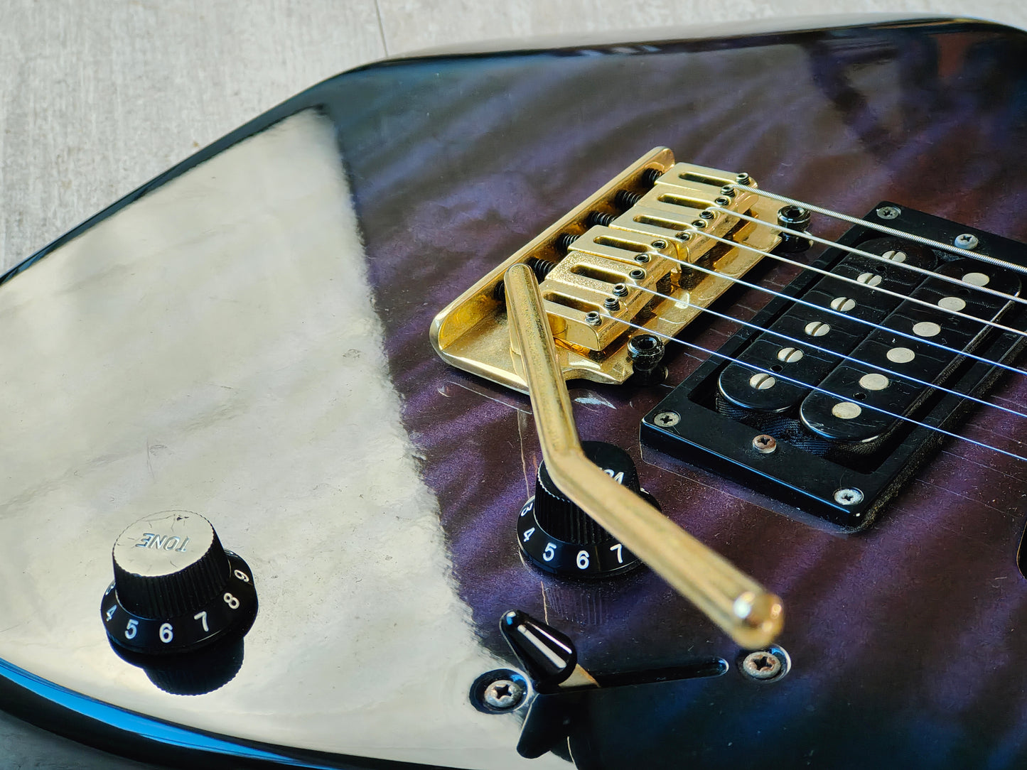 1996 Ibanez Japan RX170 HSH Superstrat (Transparent Blue/Purple)
