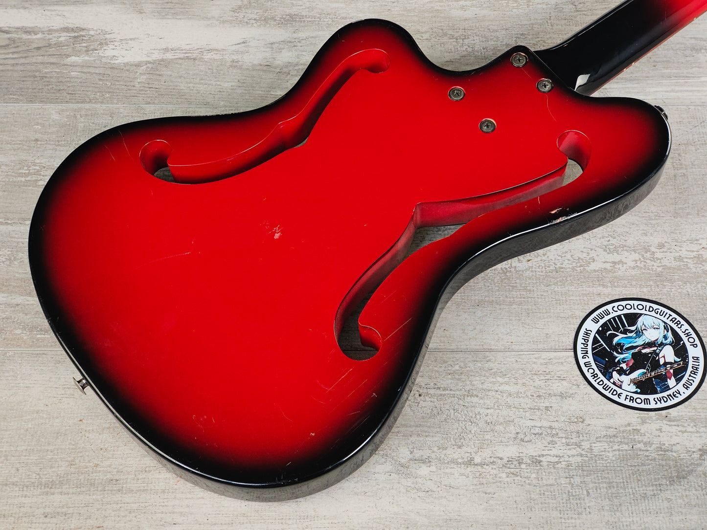 1990's Greco A-95 (Ampeg AUB-1) Scroll Bass (Black/Red Sunburst)