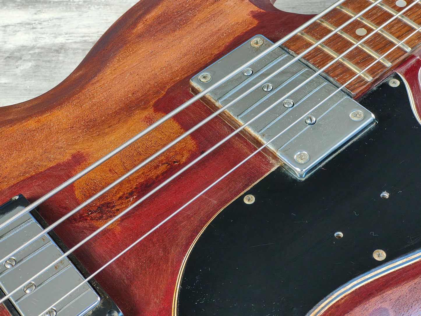 1999 Epiphone Japan EB-3 SG Double Cutaway Bass w/Hipshot Bridge (Heritage Cherry)