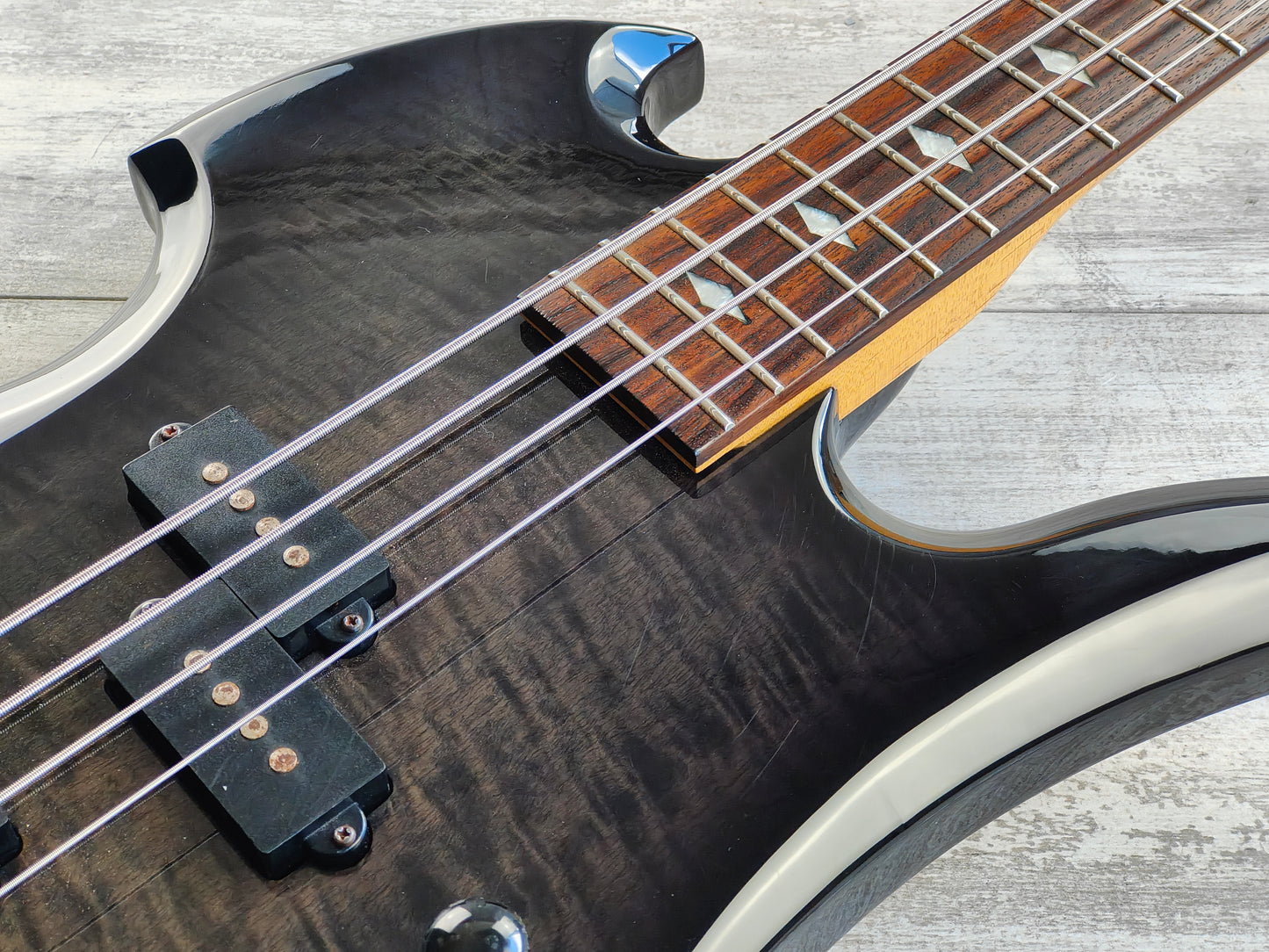 2000's BC Rich Mockingbird Bass (Transparent Grey Burst)