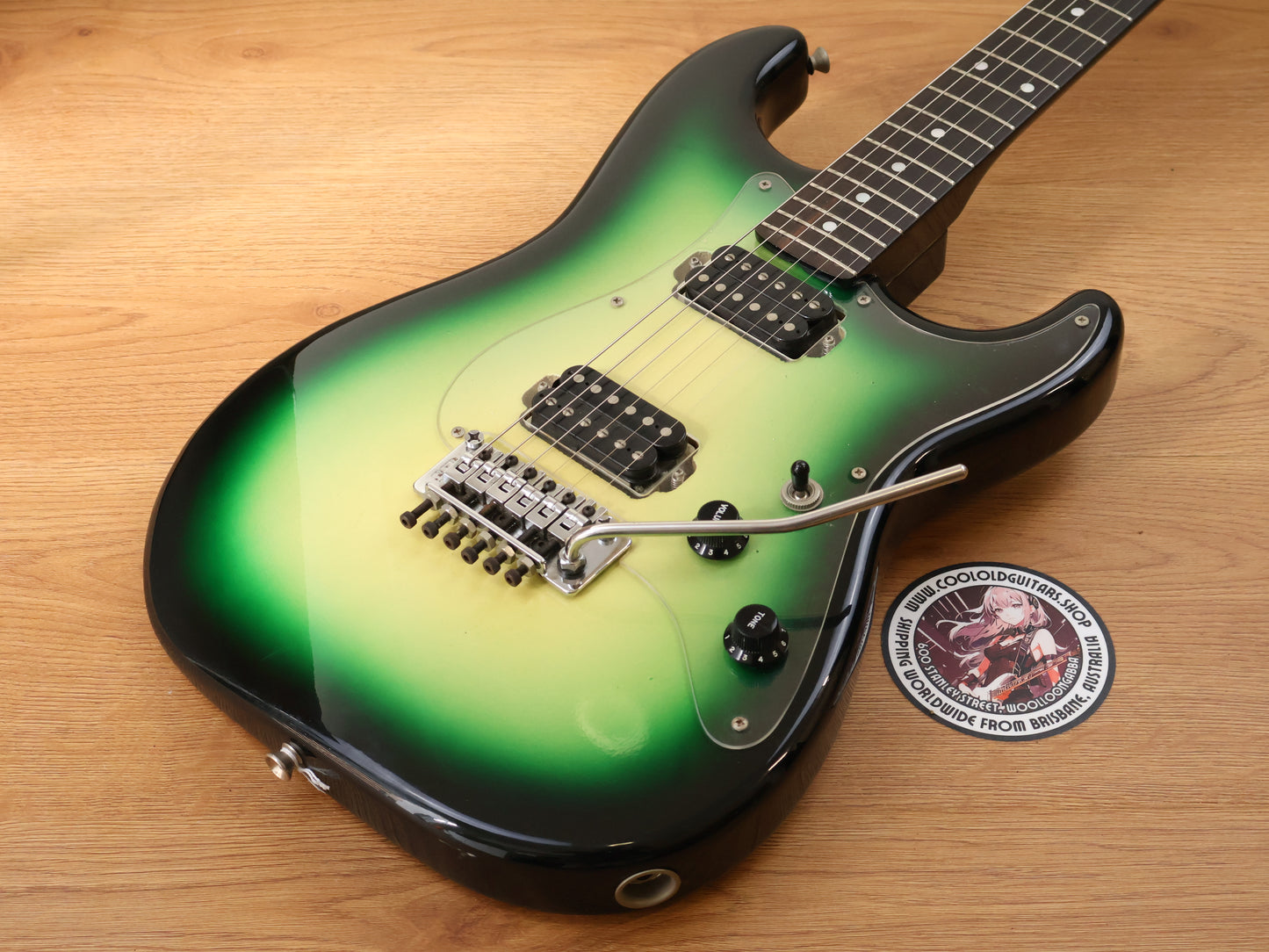 1970's Navigator by ESP Japan HH S-Style w/Floyd Rose (Green Burst)