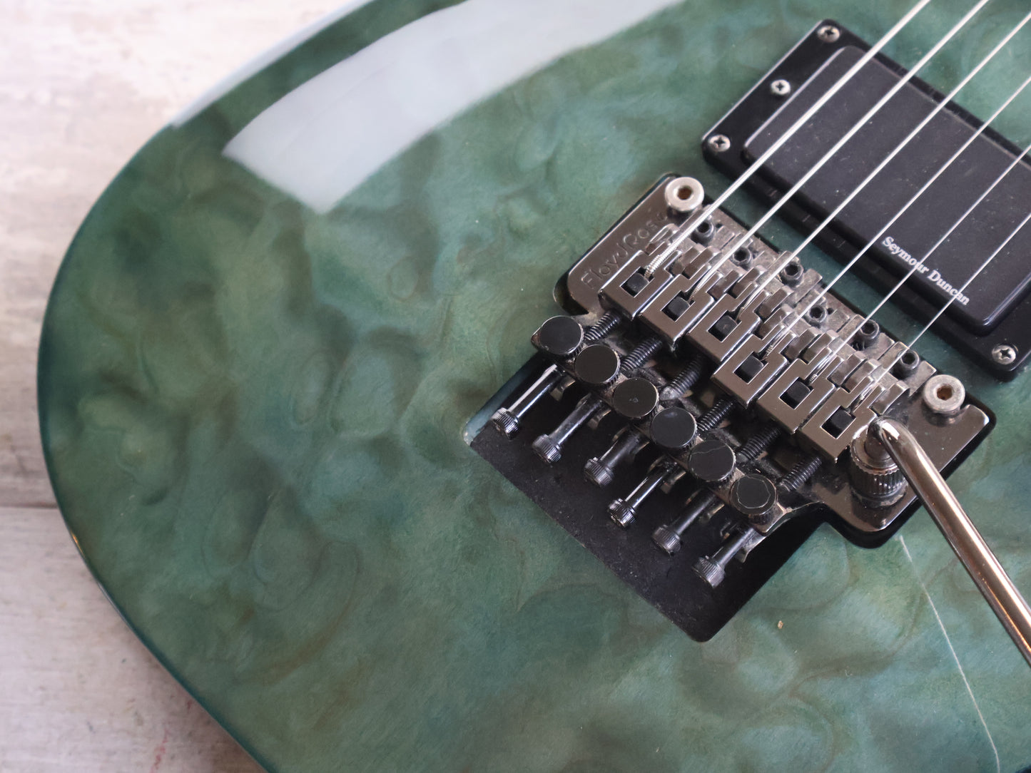 2013 LTD (by ESP) MH-100QM HH Superstrat (Quilt Green)