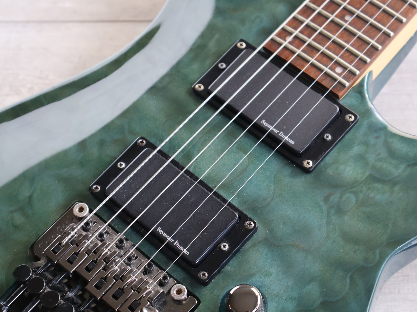 2013 LTD (by ESP) MH-100QM HH Superstrat (Quilt Green)