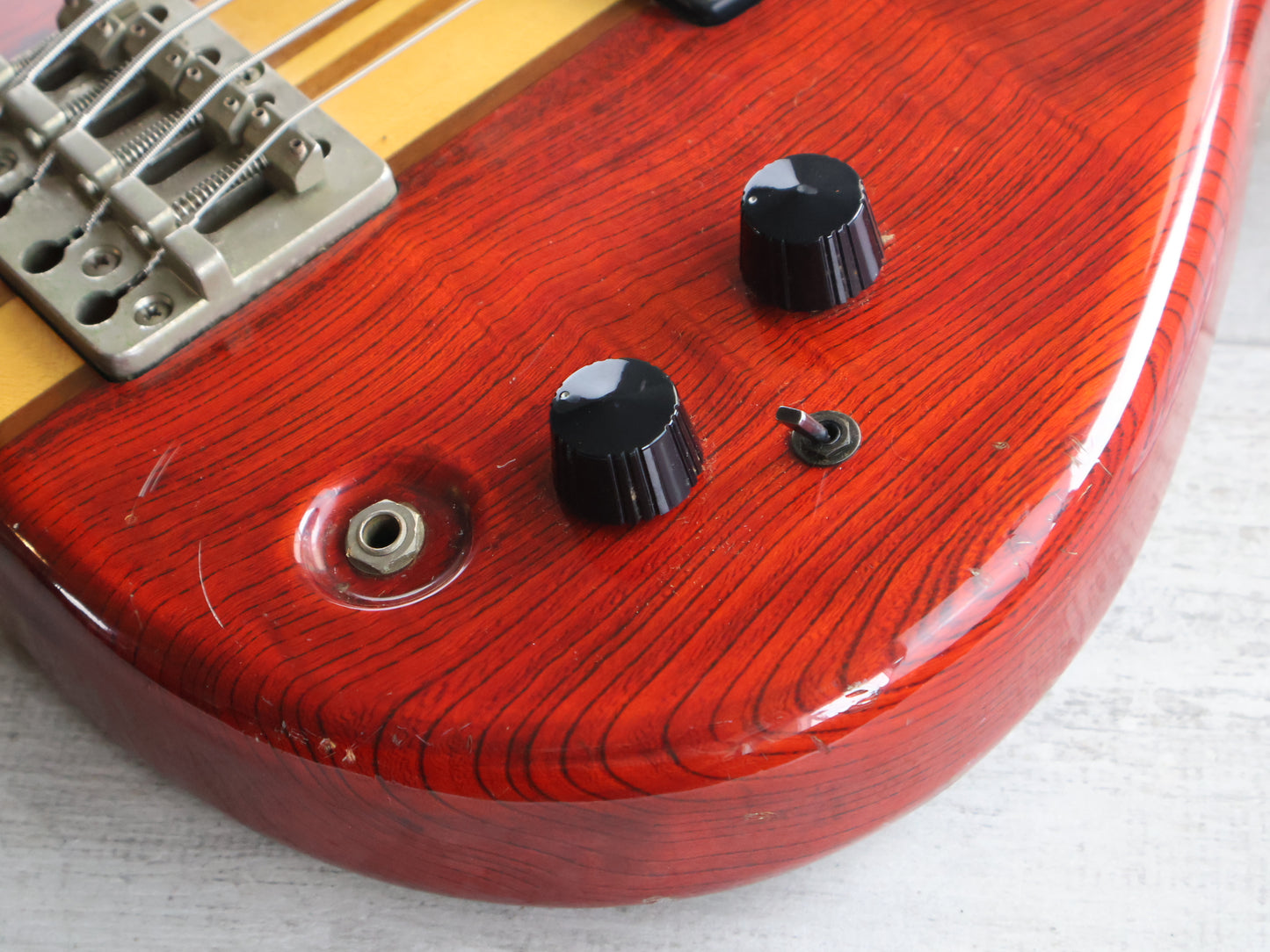 1981 Aria Pro II Japan SB-R60 Neckthrough Bass (Transparent Red)