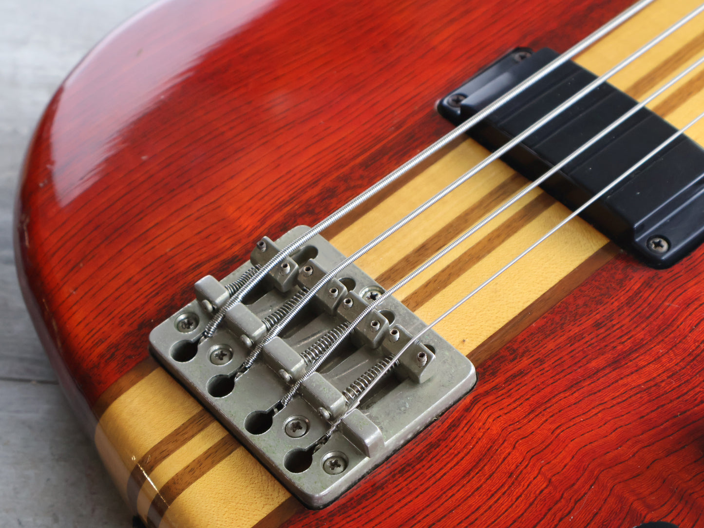 1981 Aria Pro II Japan SB-R60 Neckthrough Bass (Transparent Red)