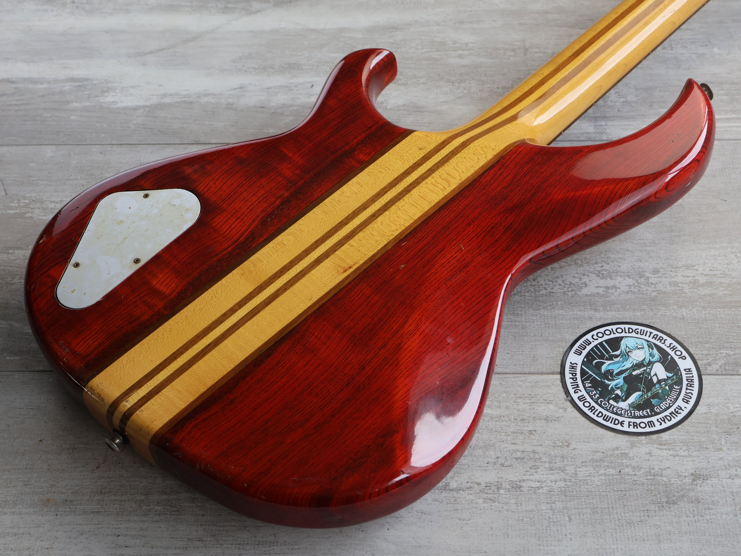 1981 Aria Pro II Japan SB-R60 Neckthrough Bass (Transparent Red)