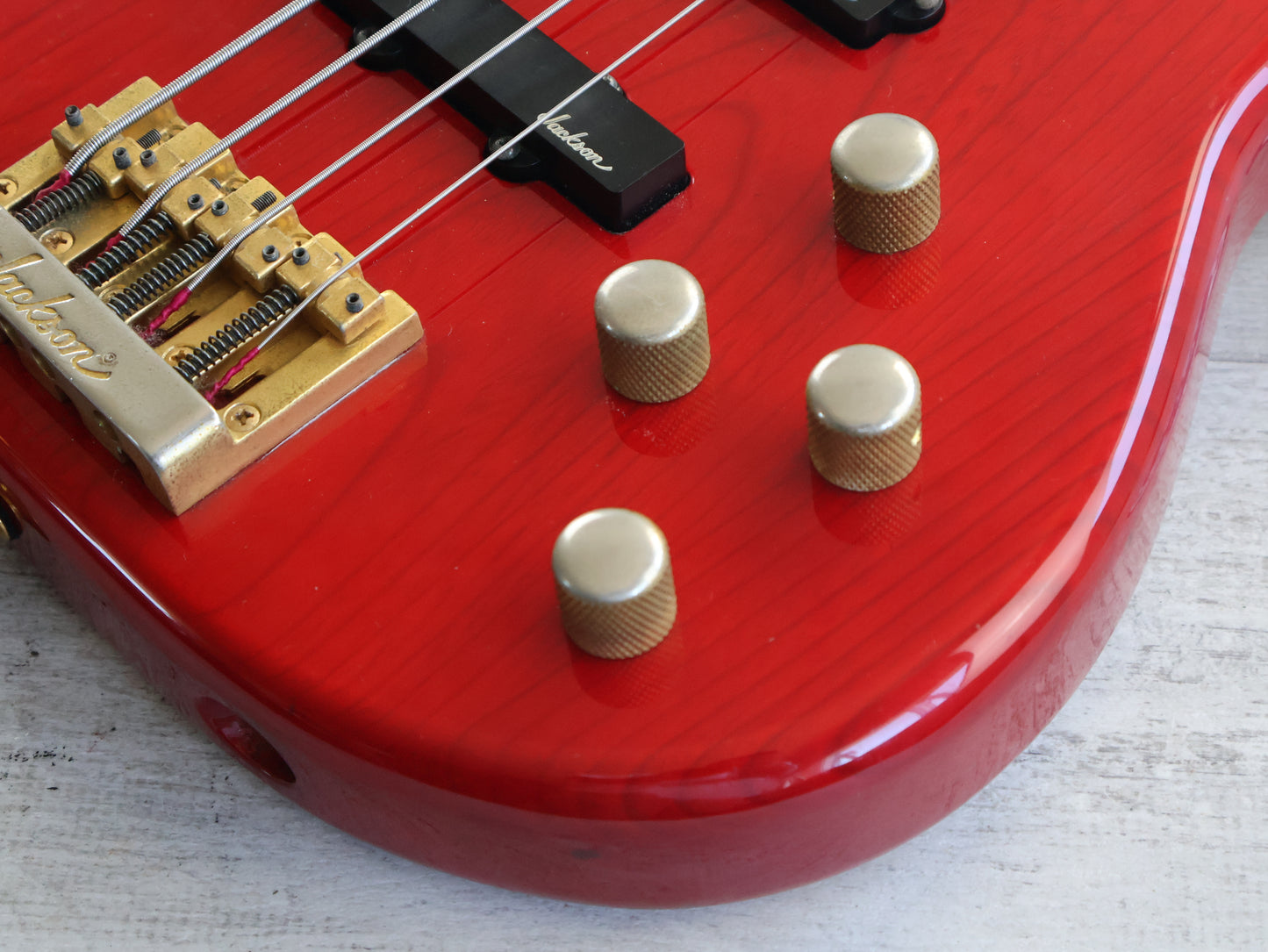 1992 Charvel Jackson Japan CSB-070 PJ Medium Scale Bass (See-Thru Red)