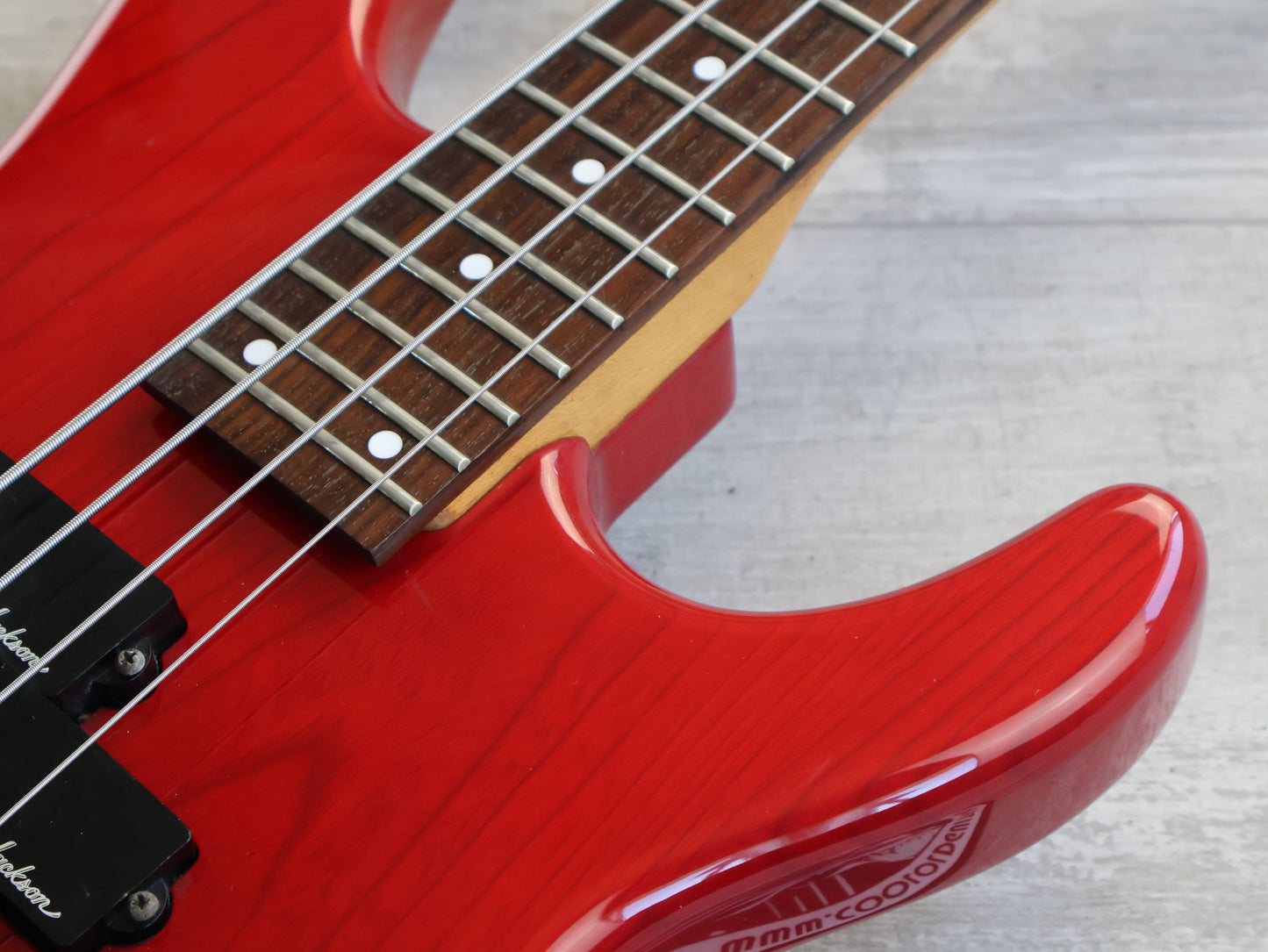 1992 Charvel Jackson Japan CSB-070 PJ Medium Scale Bass (See-Thru Red)
