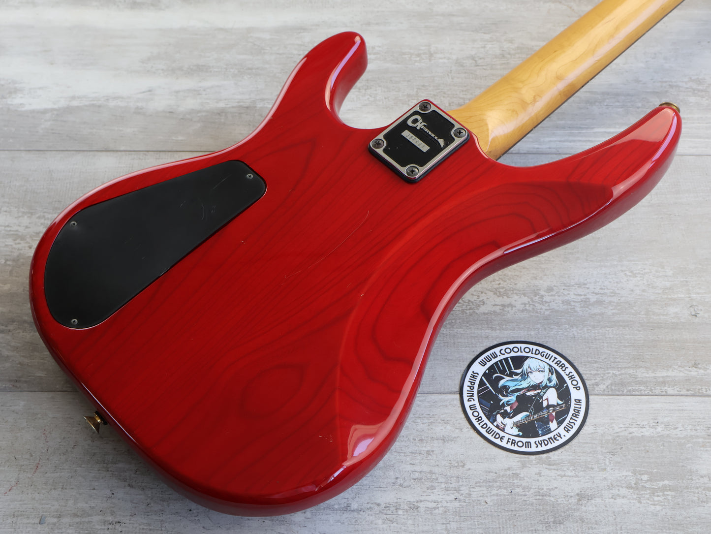 1992 Charvel Jackson Japan CSB-070 PJ Medium Scale Bass (See-Thru Red)