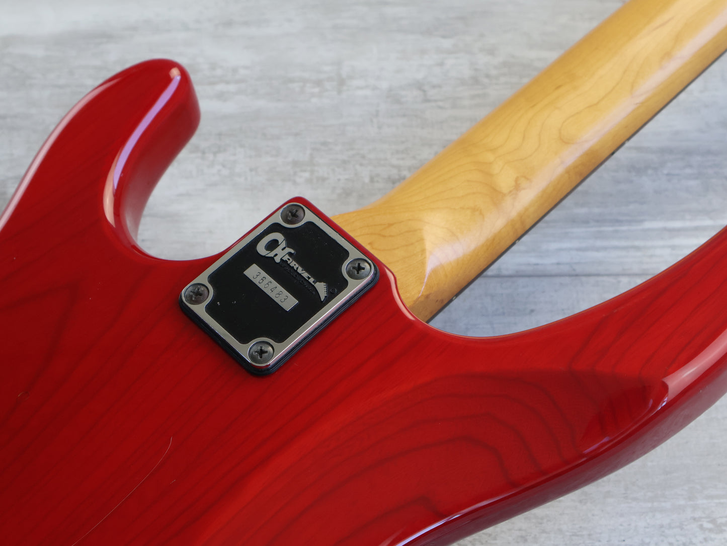 1992 Charvel Jackson Japan CSB-070 PJ Medium Scale Bass (See-Thru Red)