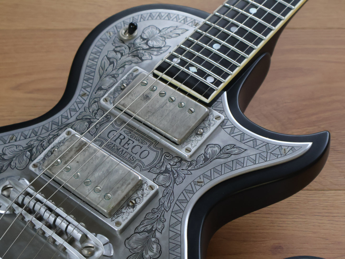 2007 Greco Japan GZMF500 Zemaitis Les Paul (Mat Black Leaf Scroll)