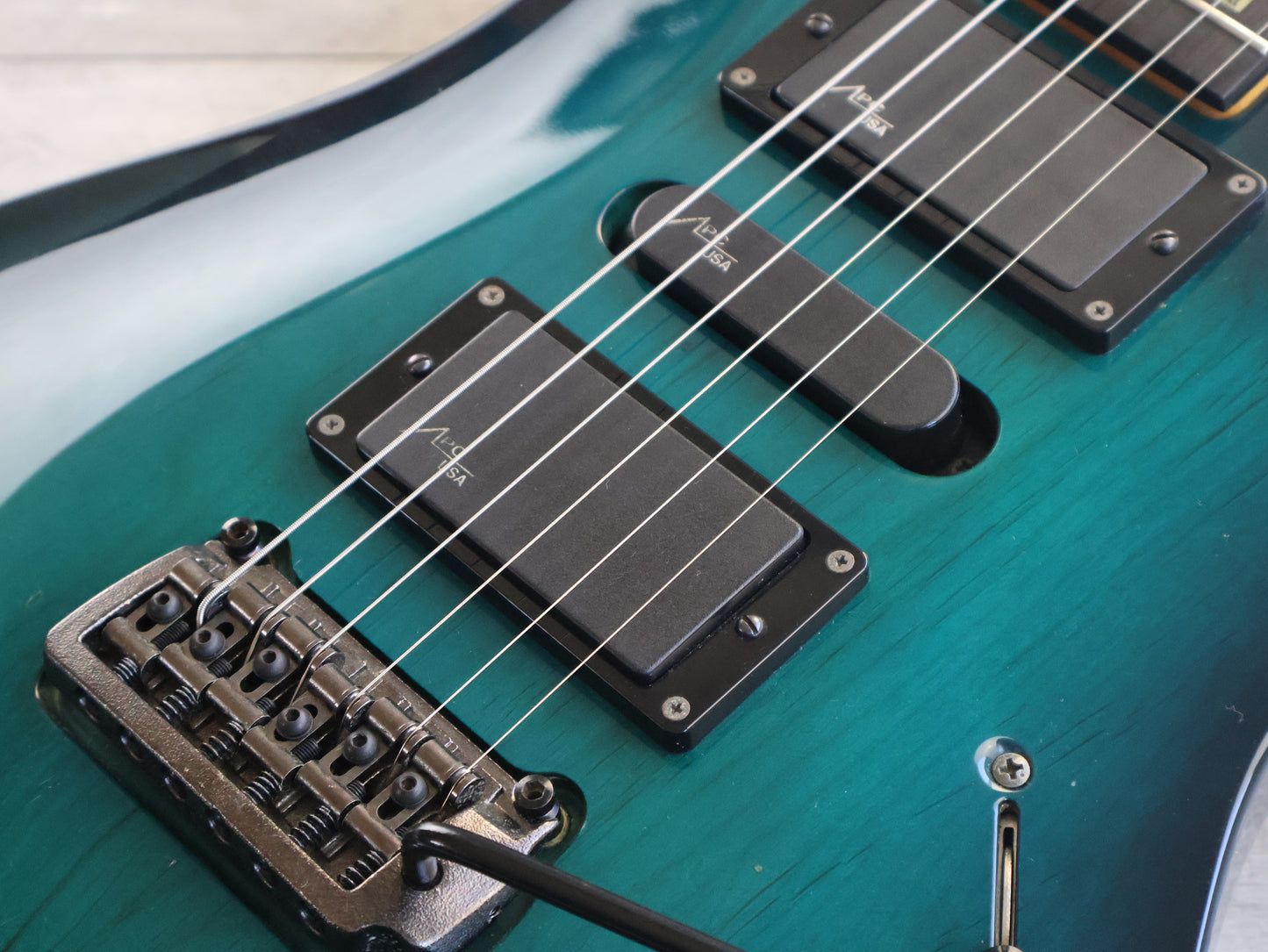 1993 Aria Pro II Custom Shop Toshiki Nunokawa Model HSH Superstrat (Aquamarine Sunburst)