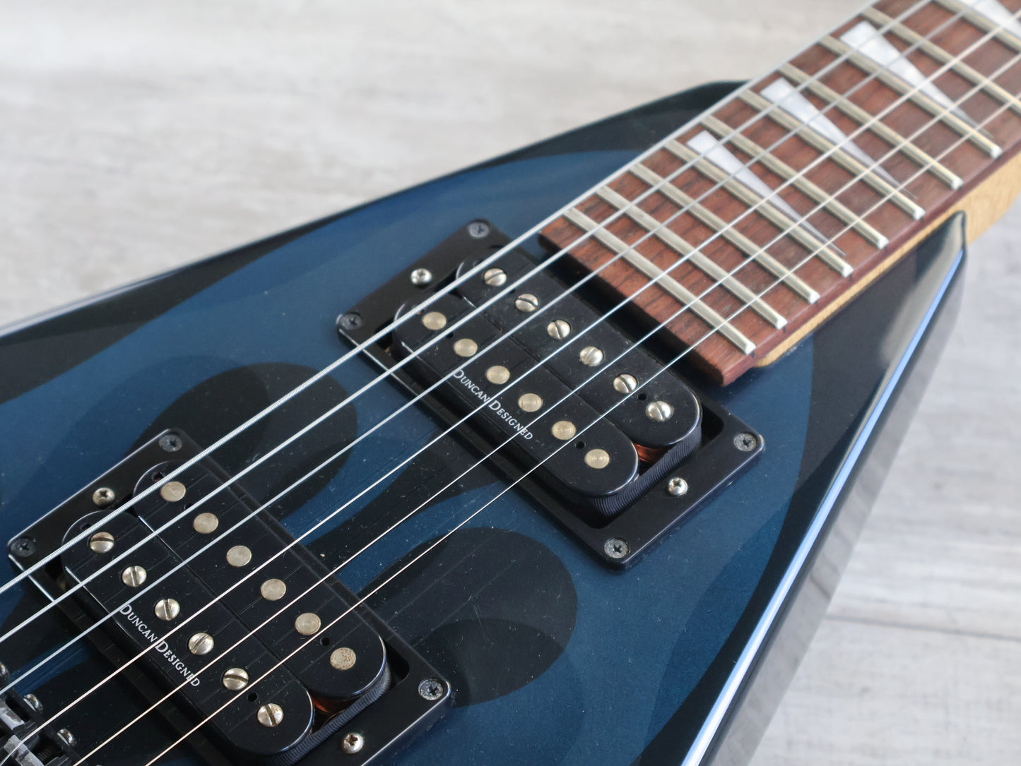 2004 Jackson Japan KVX10 Limited Edition King V Flying V (Blue Ghost Flames)