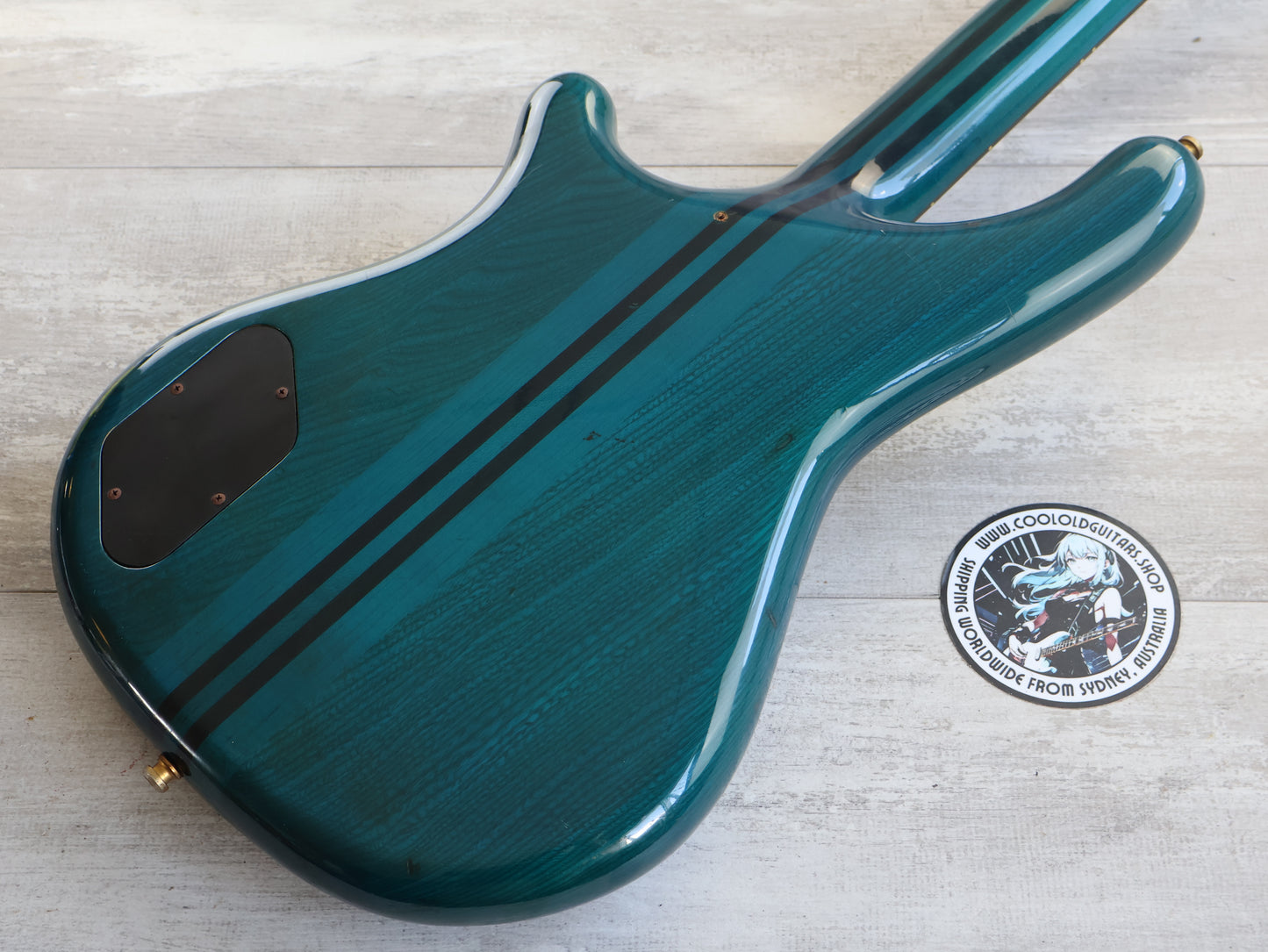 1989 Rockoon Japan (by Kawai) RB-110PZ Fretless Neckthrough Bass (See-Thru Blue)
