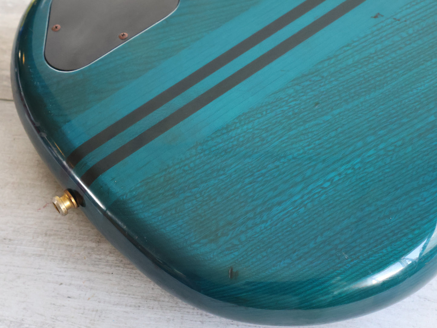1989 Rockoon Japan (by Kawai) RB-110PZ Fretless Neckthrough Bass (See-Thru Blue)