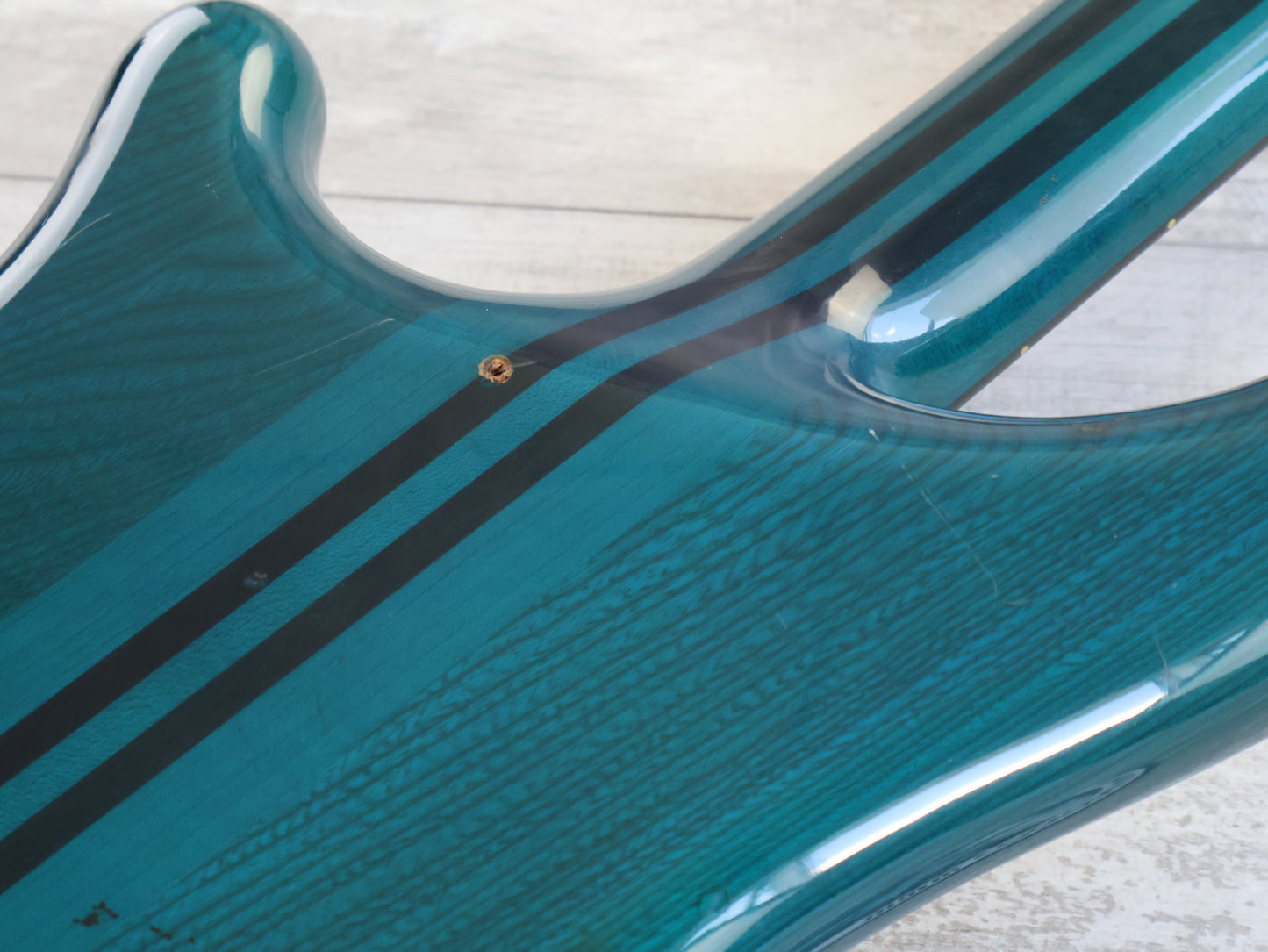 1989 Rockoon Japan (by Kawai) RB-110PZ Fretless Neckthrough Bass (See-Thru Blue)