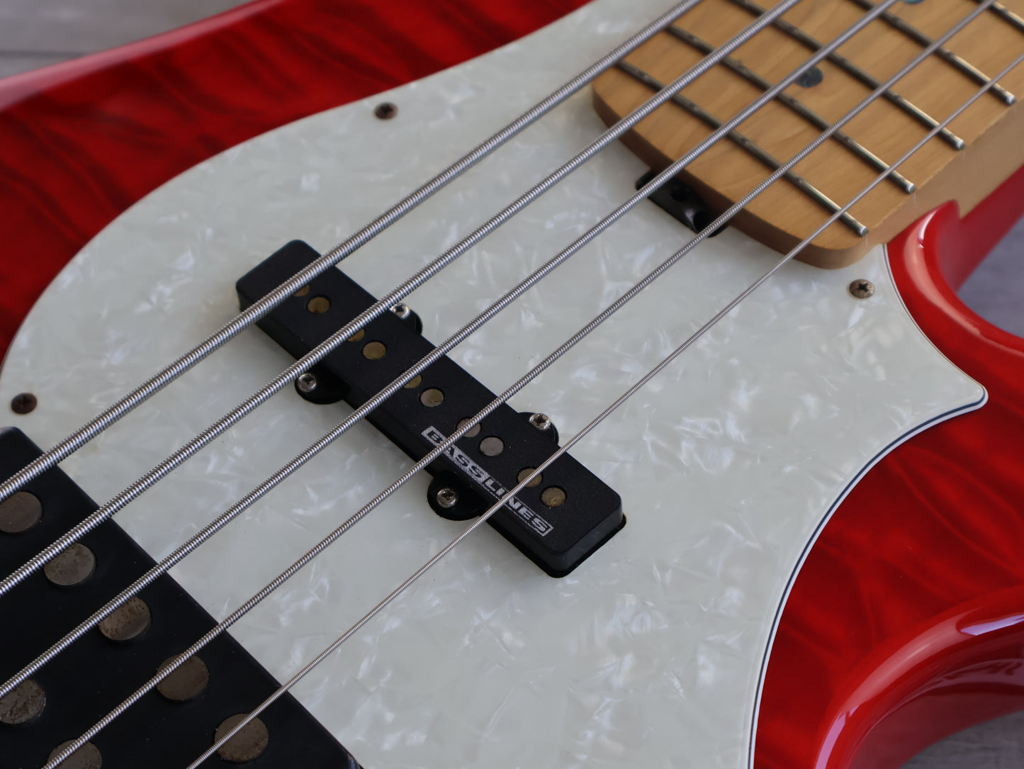 2008 Edwards Japan E-T-170BD 5-String Bass - Tetsuya Signature Model (See Thru Fiesta Red)