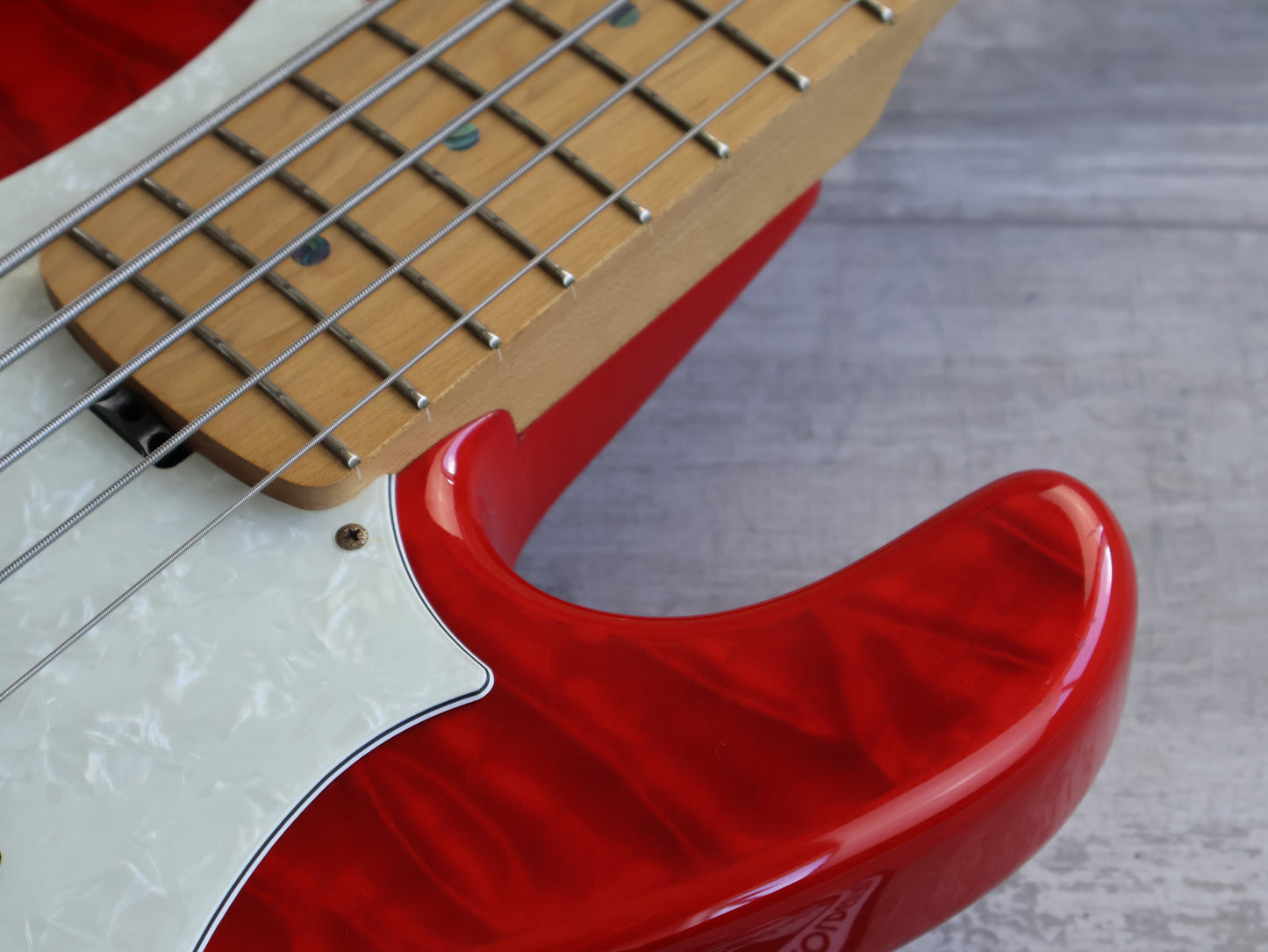 2008 Edwards Japan E-T-170BD 5-String Bass - Tetsuya Signature Model (See Thru Fiesta Red)