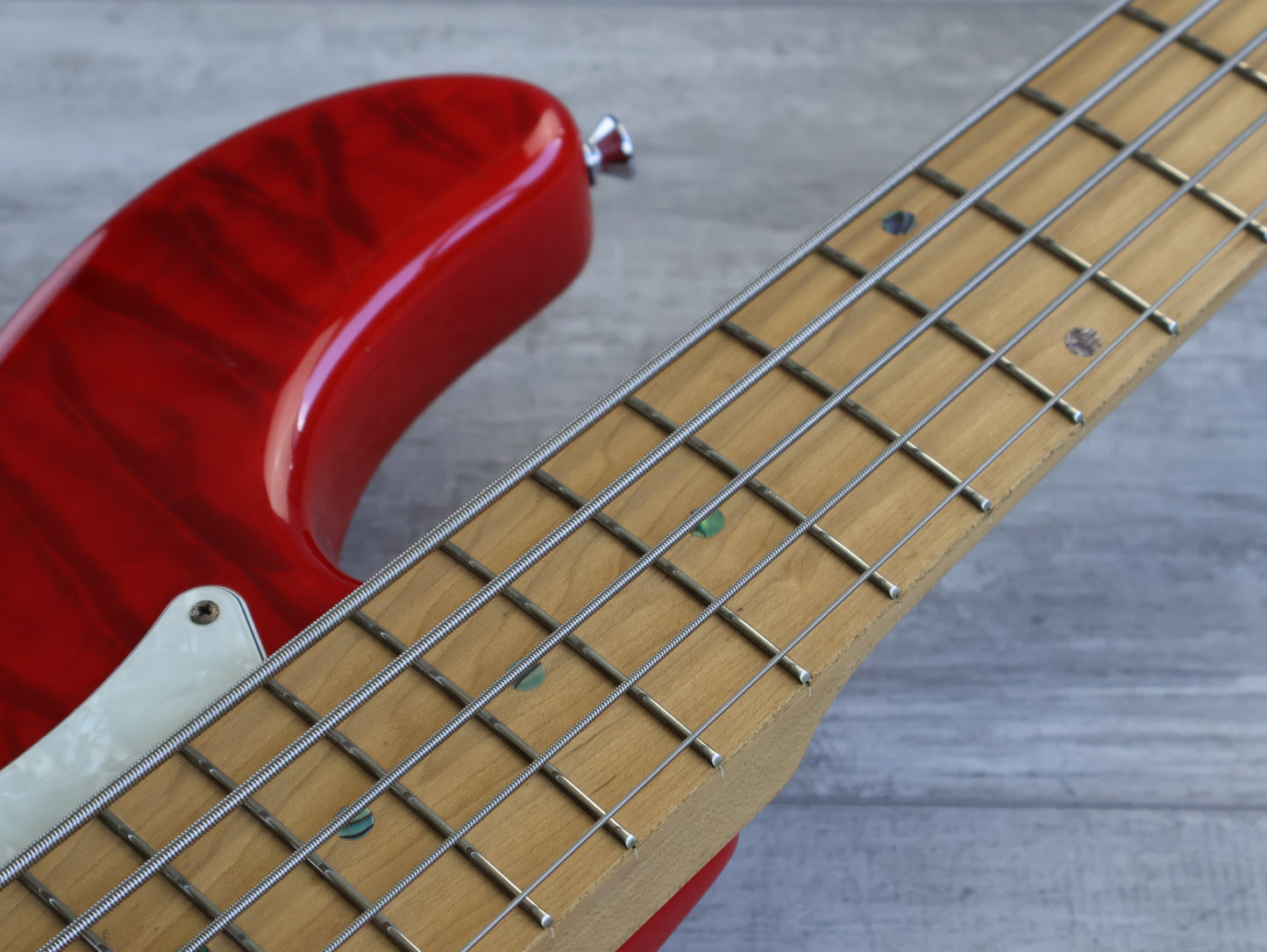 2008 Edwards Japan E-T-170BD 5-String Bass - Tetsuya Signature Model (See Thru Fiesta Red)