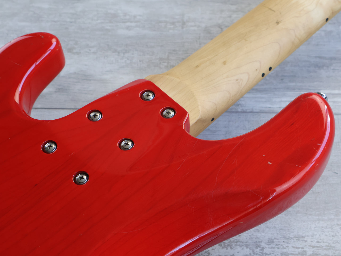 2008 Edwards Japan E-T-170BD 5-String Bass - Tetsuya Signature Model (See Thru Fiesta Red)