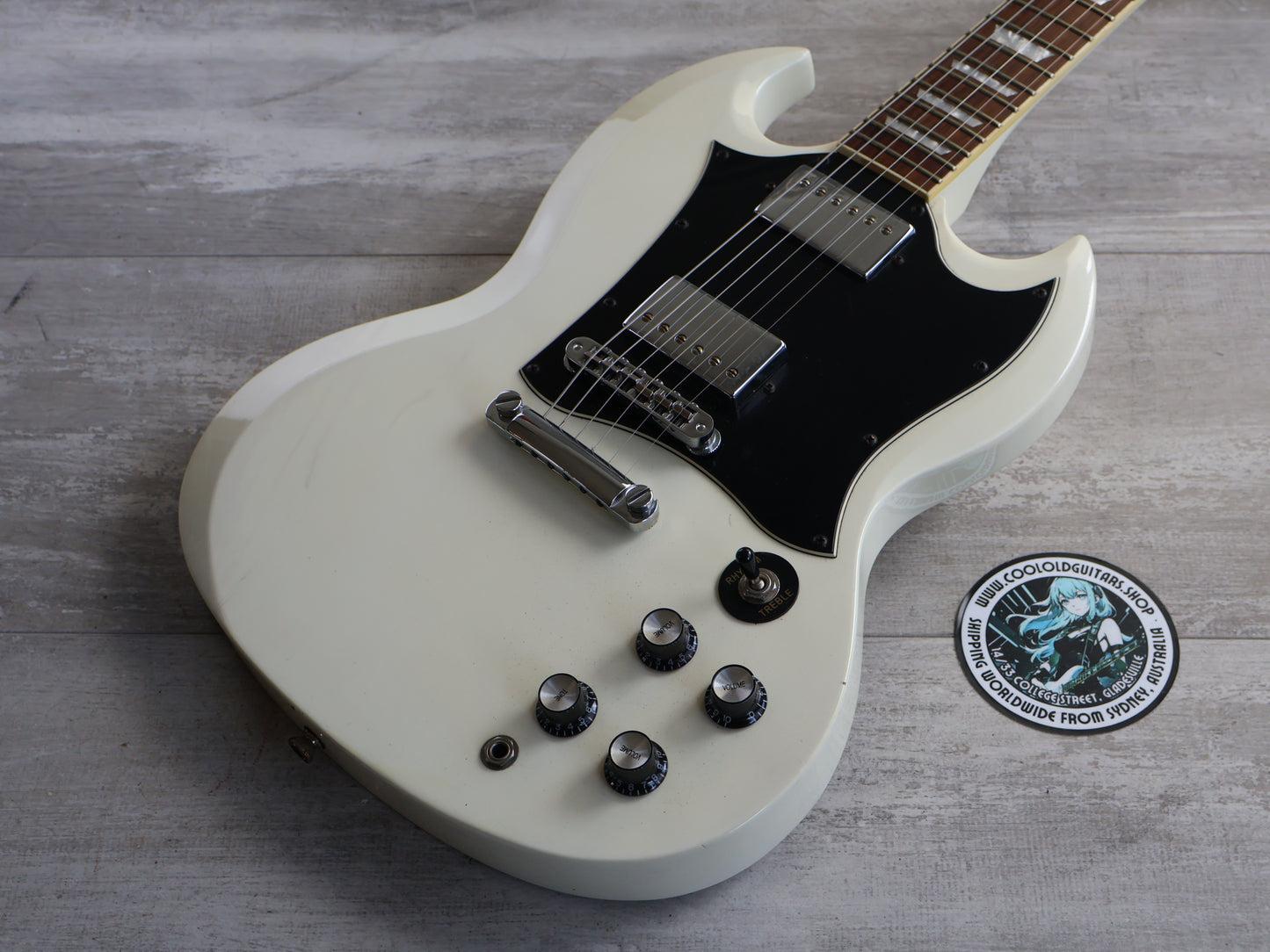 Blitz by Aria Pro II SG Double Cutaway (White)