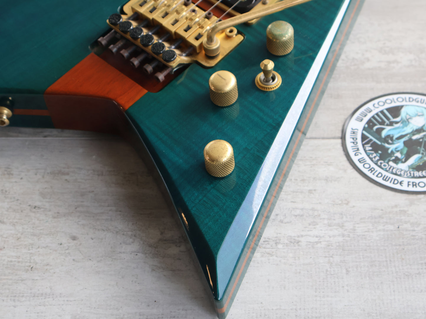 1999 Grover Jackson Japan "Supreme Series" RR.S-350 Neckthrough Rhoads Flying V (Transparent Blue)
