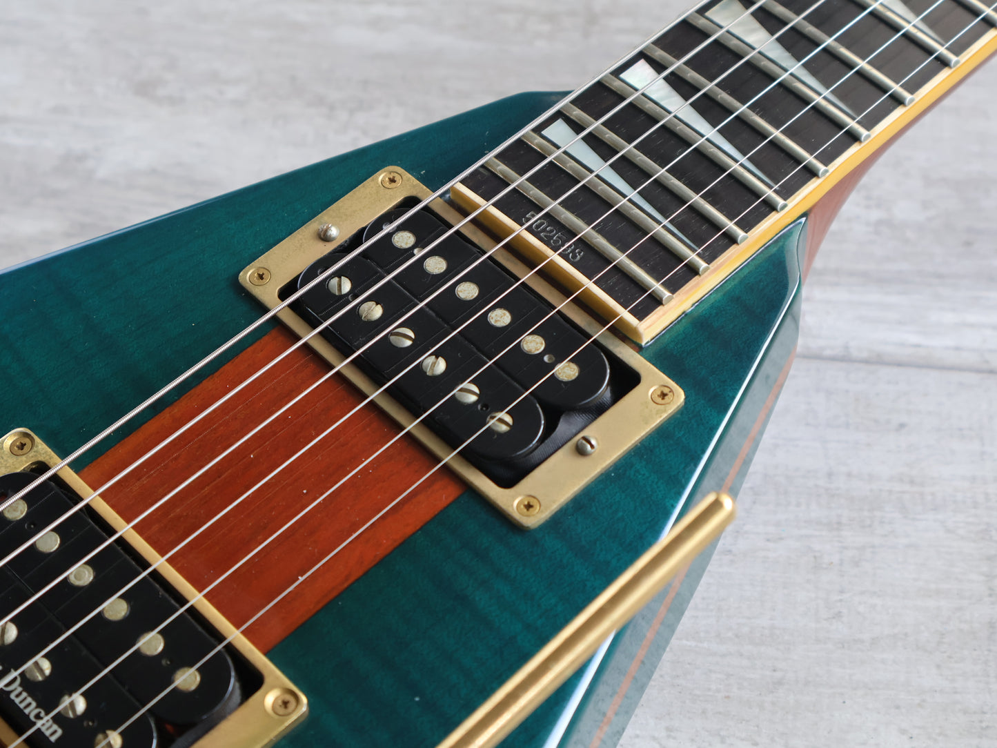 1999 Grover Jackson Japan "Supreme Series" RR.S-350 Neckthrough Rhoads Flying V (Transparent Blue)