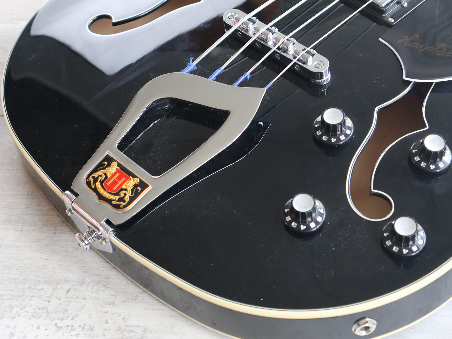 Hagstrom Viking Semi-Hollow Bass Guitar (Black Gloss) w/Hard Case