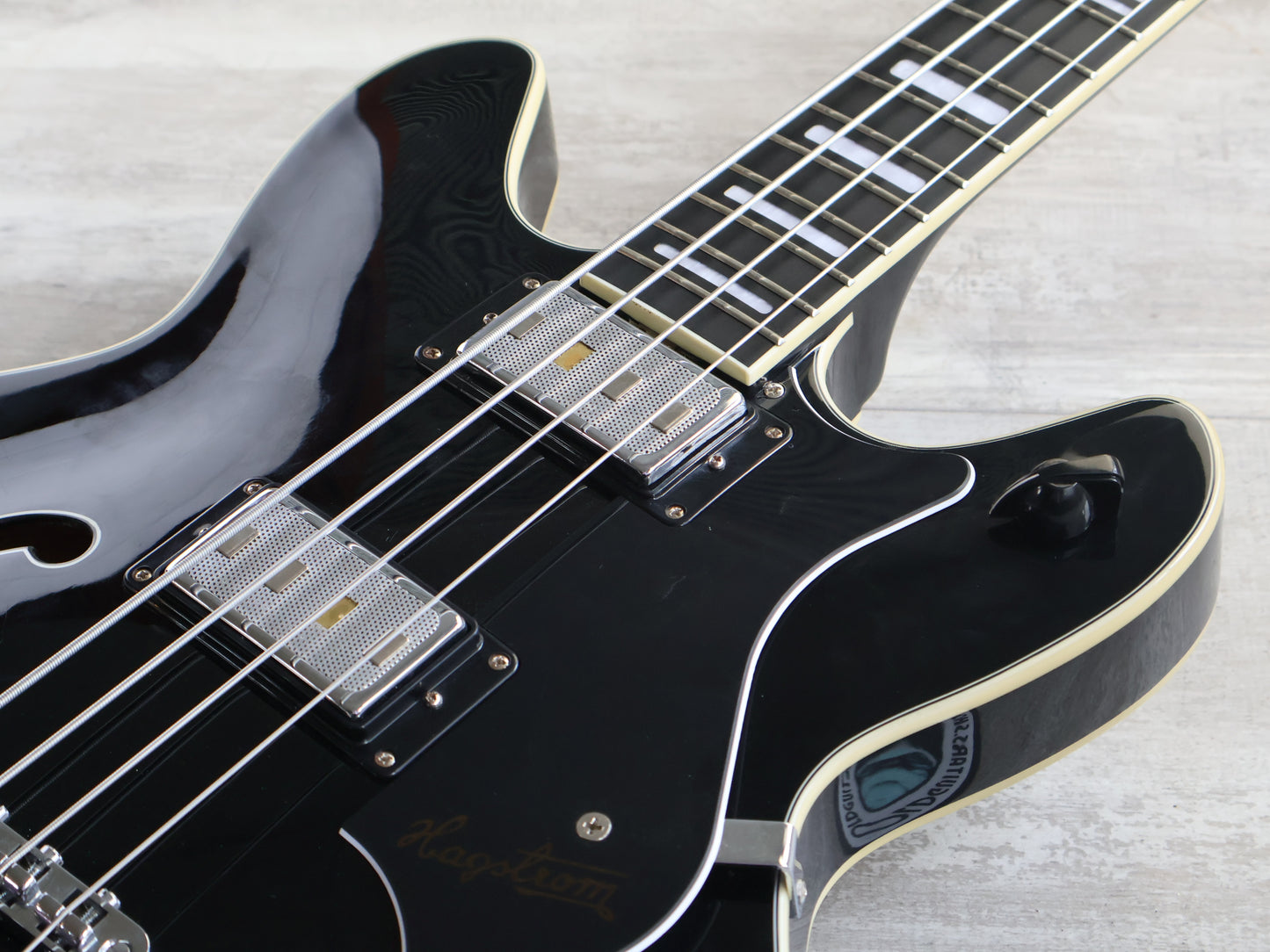 Hagstrom Viking Semi-Hollow Bass Guitar (Black Gloss) w/Hard Case