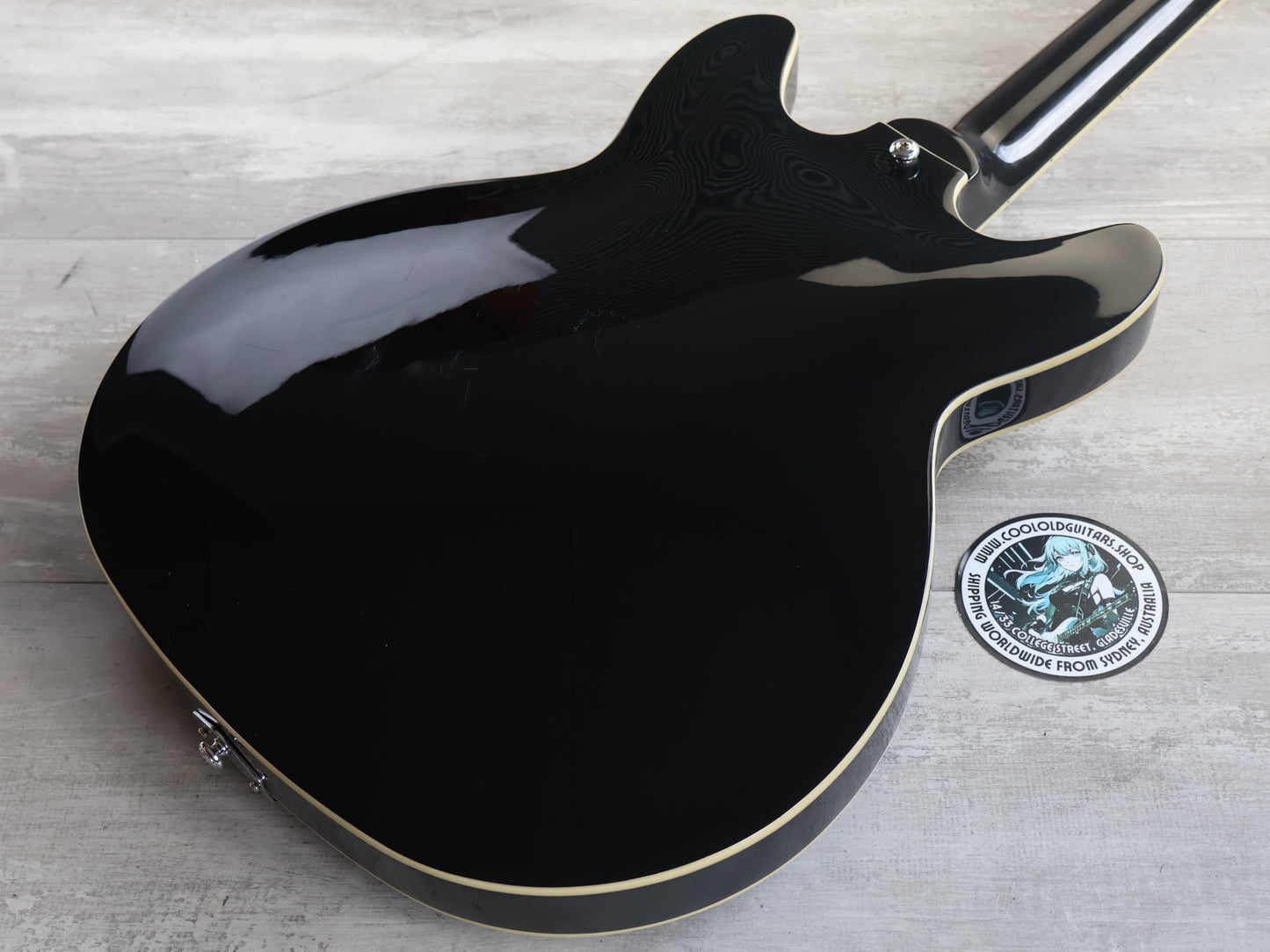 Hagstrom Viking Semi-Hollow Bass Guitar (Black Gloss) w/Hard Case