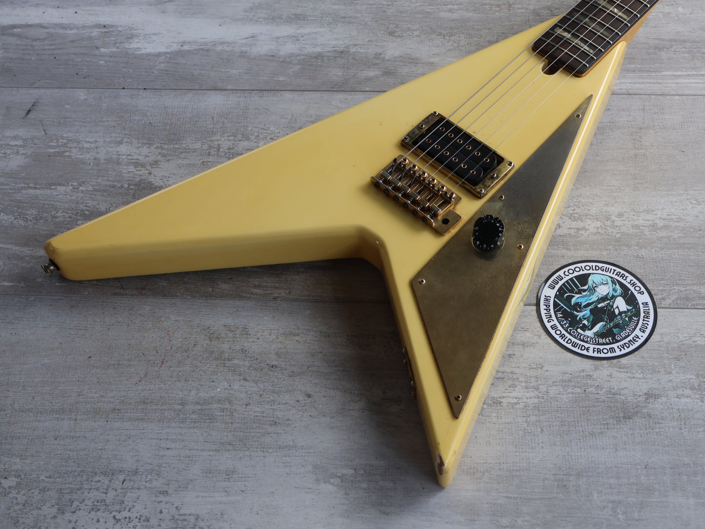 1982 Aria Pro II Japan RR-XX Randy Rhoads Flying V (White & Gold)