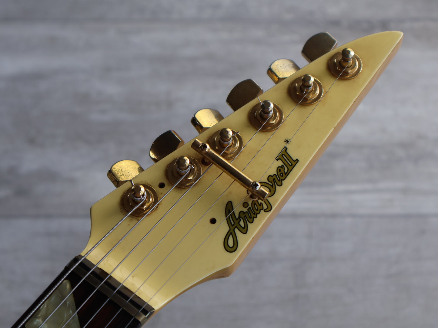 1982 Aria Pro II Japan RR-XX Randy Rhoads Flying V (White & Gold)