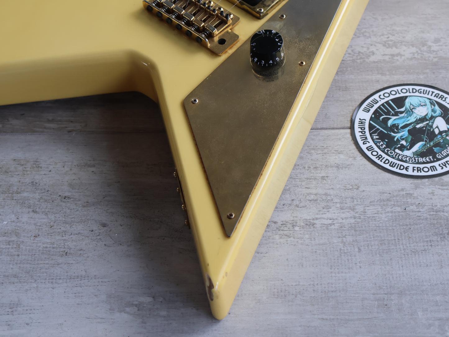 1982 Aria Pro II Japan RR-XX Randy Rhoads Flying V (White & Gold)