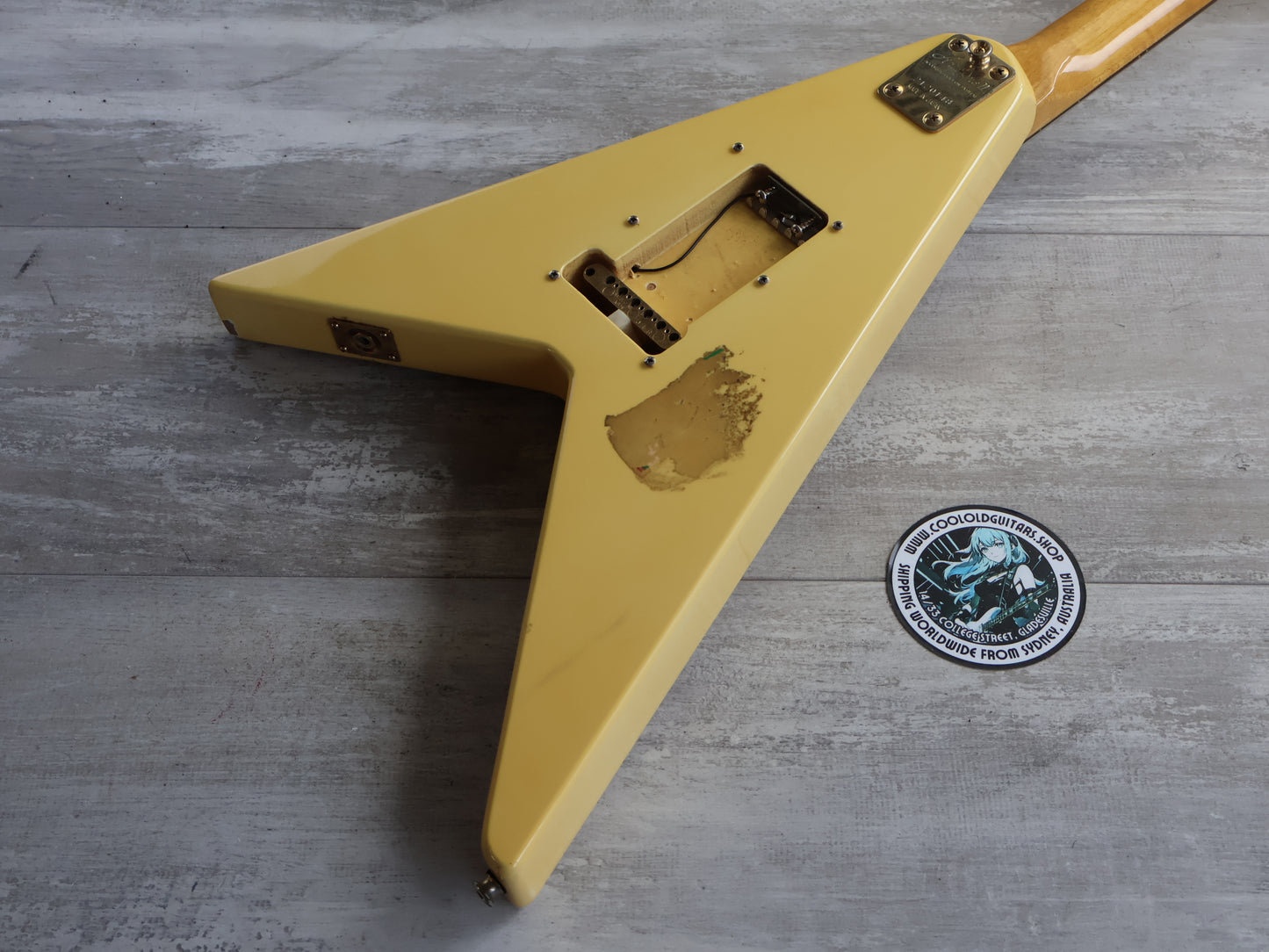 1982 Aria Pro II Japan RR-XX Randy Rhoads Flying V (White & Gold)