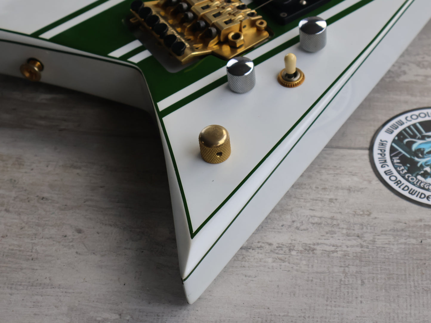 1990’s Grover Jackson Japan Rhoads Flying V Electric Guitar (Refinished Green Racing Stripe)