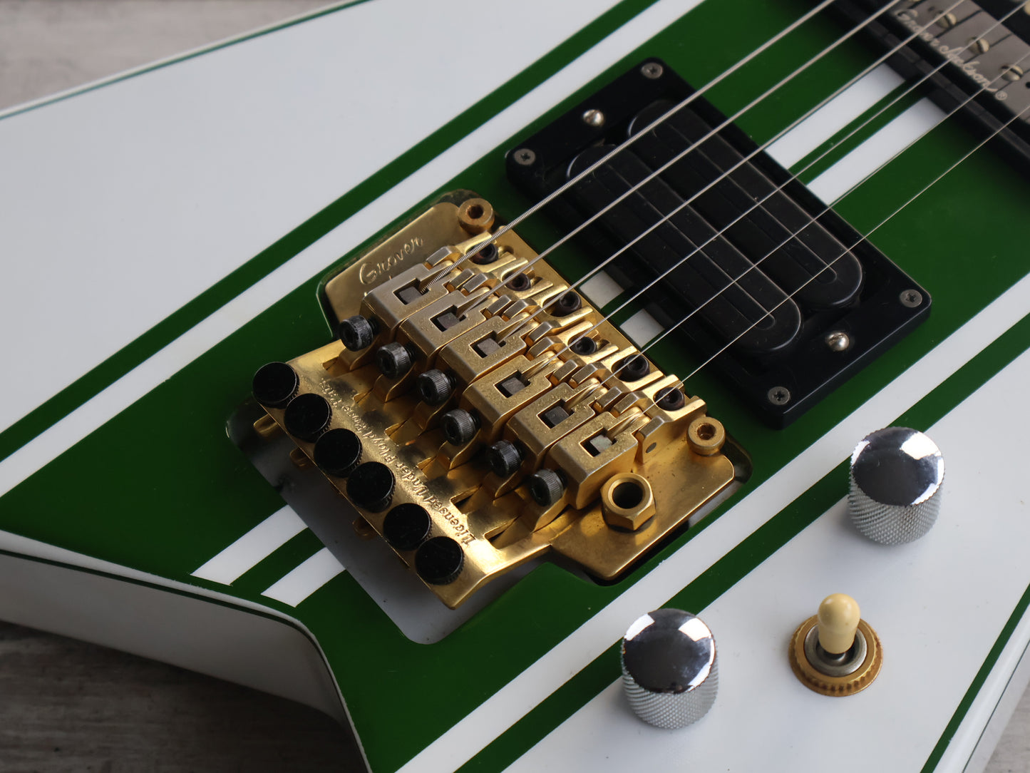 1990’s Grover Jackson Japan Rhoads Flying V Electric Guitar (Refinished Green Racing Stripe)