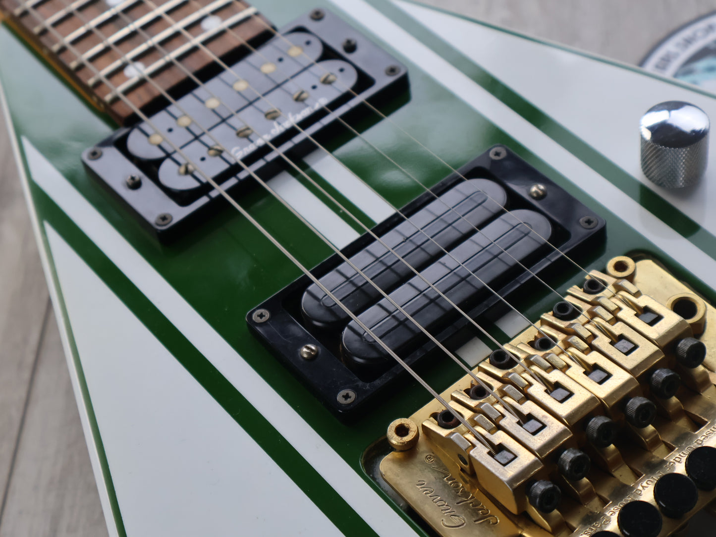 1990’s Grover Jackson Japan Rhoads Flying V Electric Guitar (Refinished Green Racing Stripe)