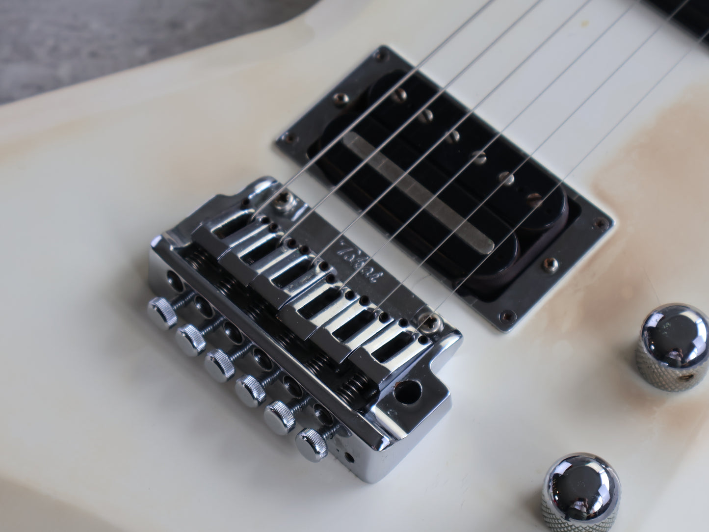 1982 Tokai F-55 Super Edition Explorer/Random Star (Vintage White)