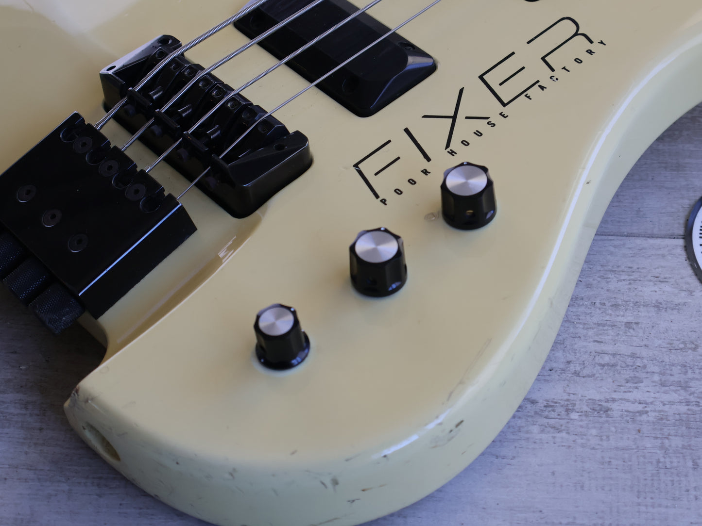 1990's Fixer Japan "Poor House Factory" Kubicki Style Bass (Aged White)