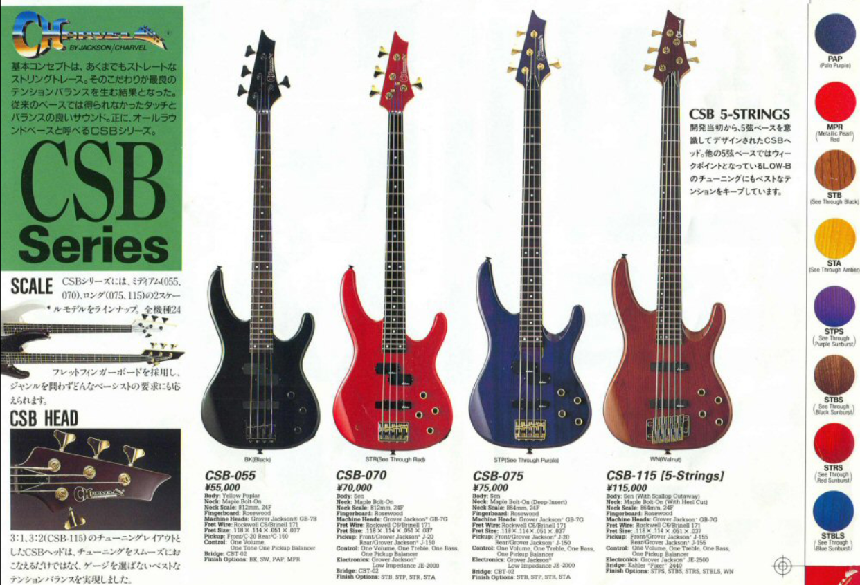 1992 Charvel Jackson Japan CSB-070 PJ Medium Scale Bass (See-Thru Red)
