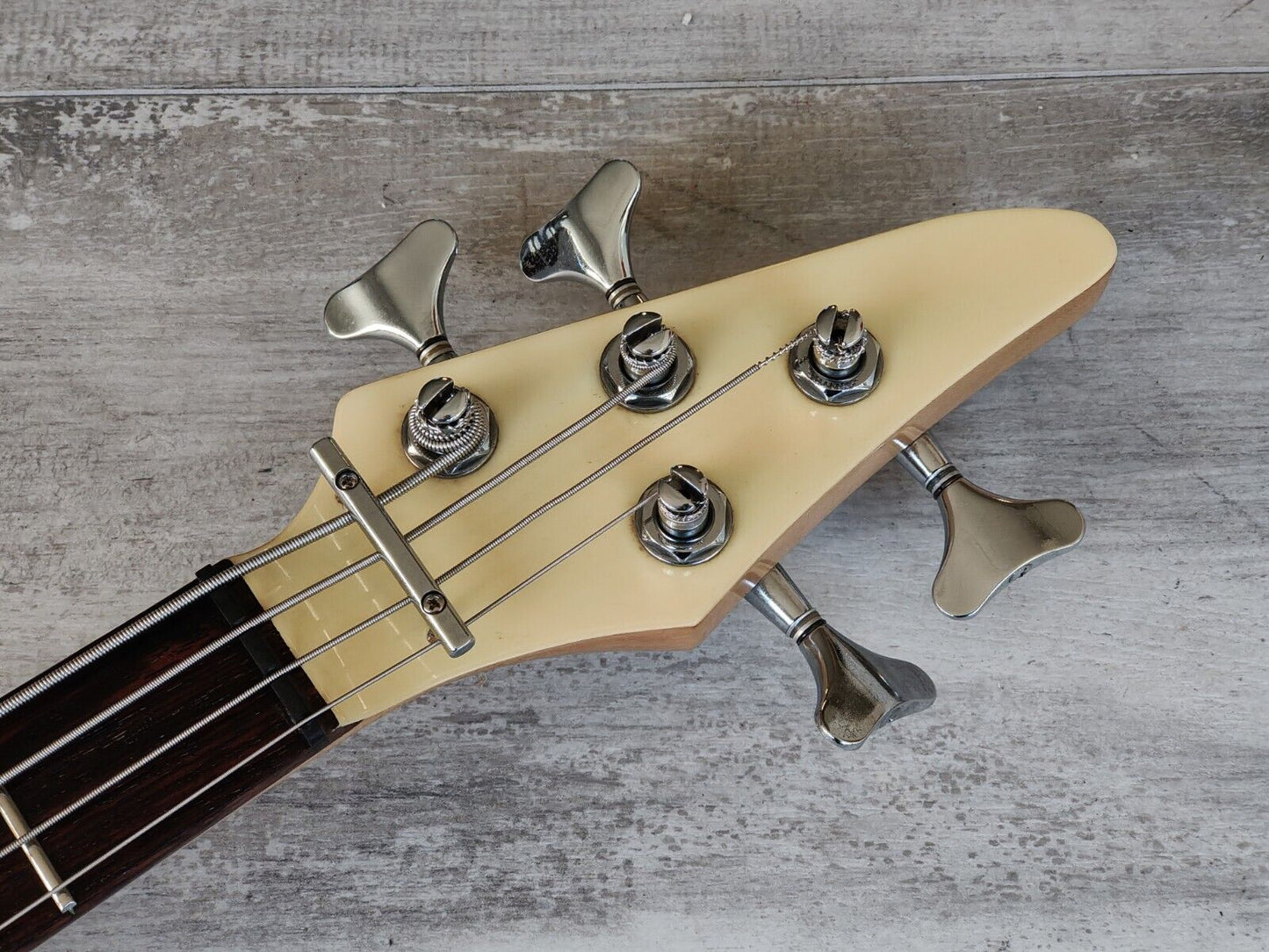 1987 Greco AMB-42 Atomic Series Medium Scale Electric Bass Guitar (White)