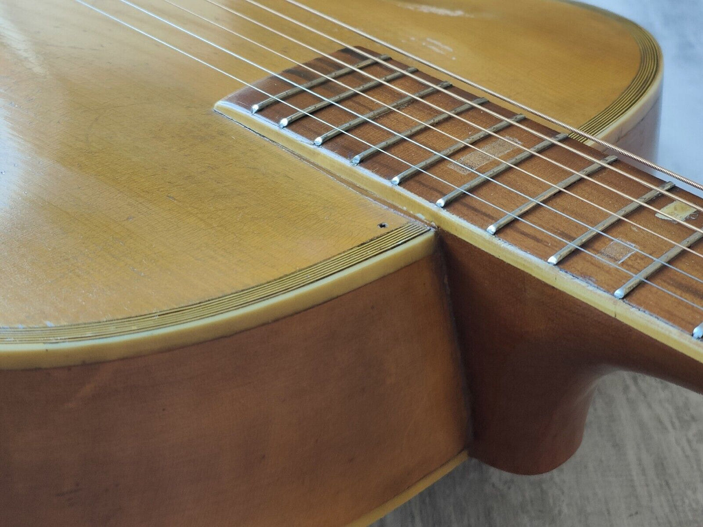 1960's Kiso Guitar by Nippon Gengakki Vintage F-Hole Acoustic Guitar (Natural)