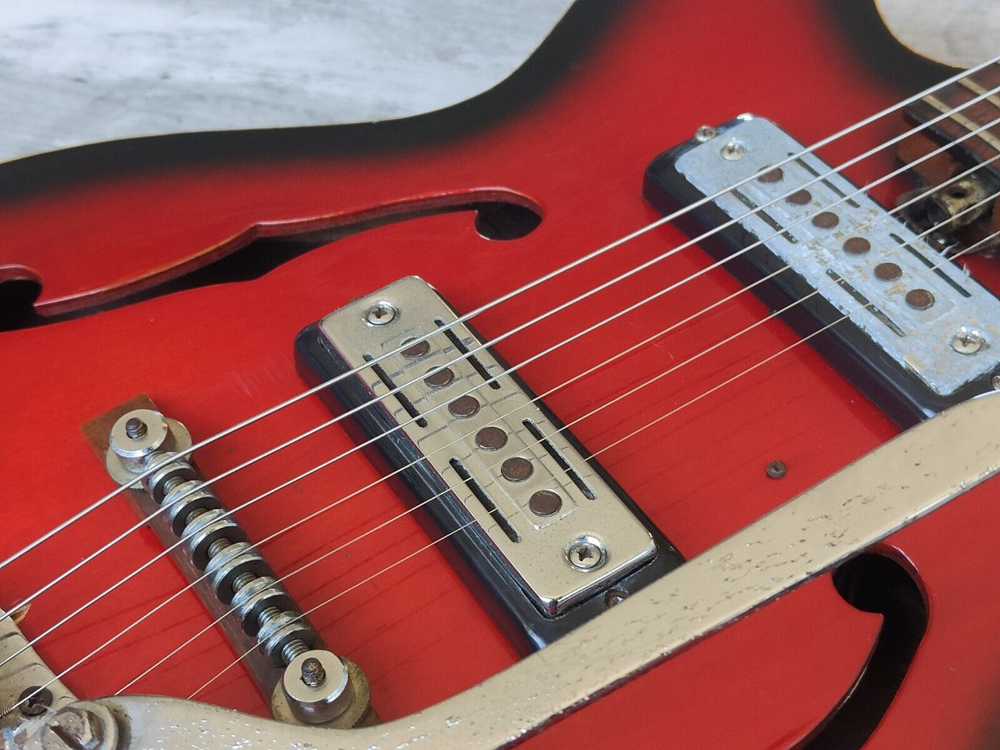 1960's Teisco Japan EP-2L Hollowbody Electric Guitar (Red Burst)