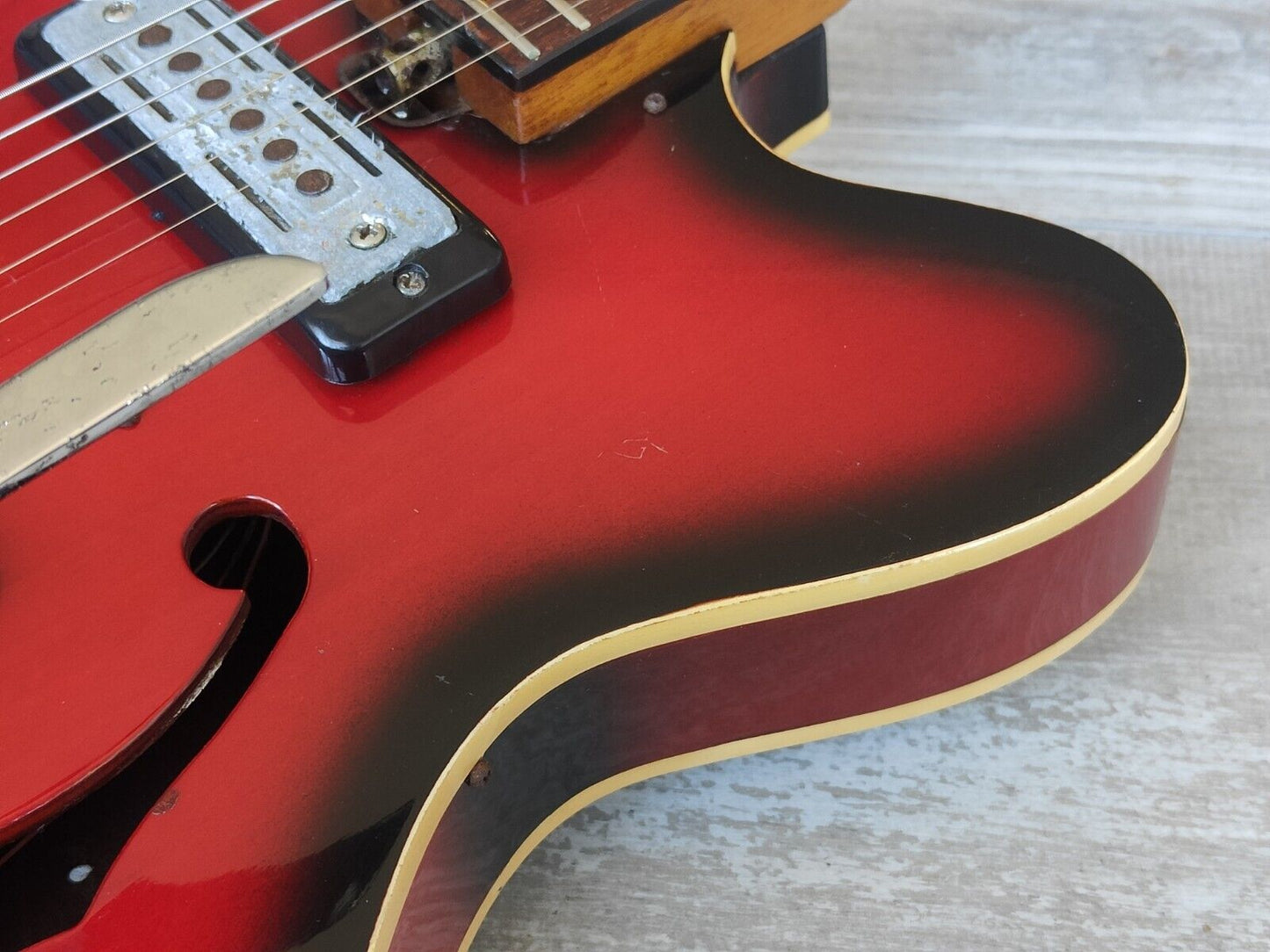 1960's Teisco Japan EP-2L Hollowbody Electric Guitar (Red Burst)