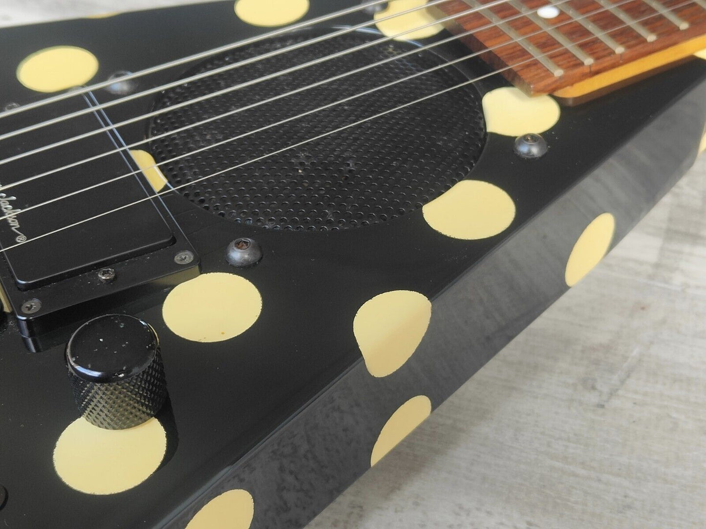1996 Grover Jackson Japan Mini Rhoads Flying V w/Onboard Speaker/Amp (Polka Dot)