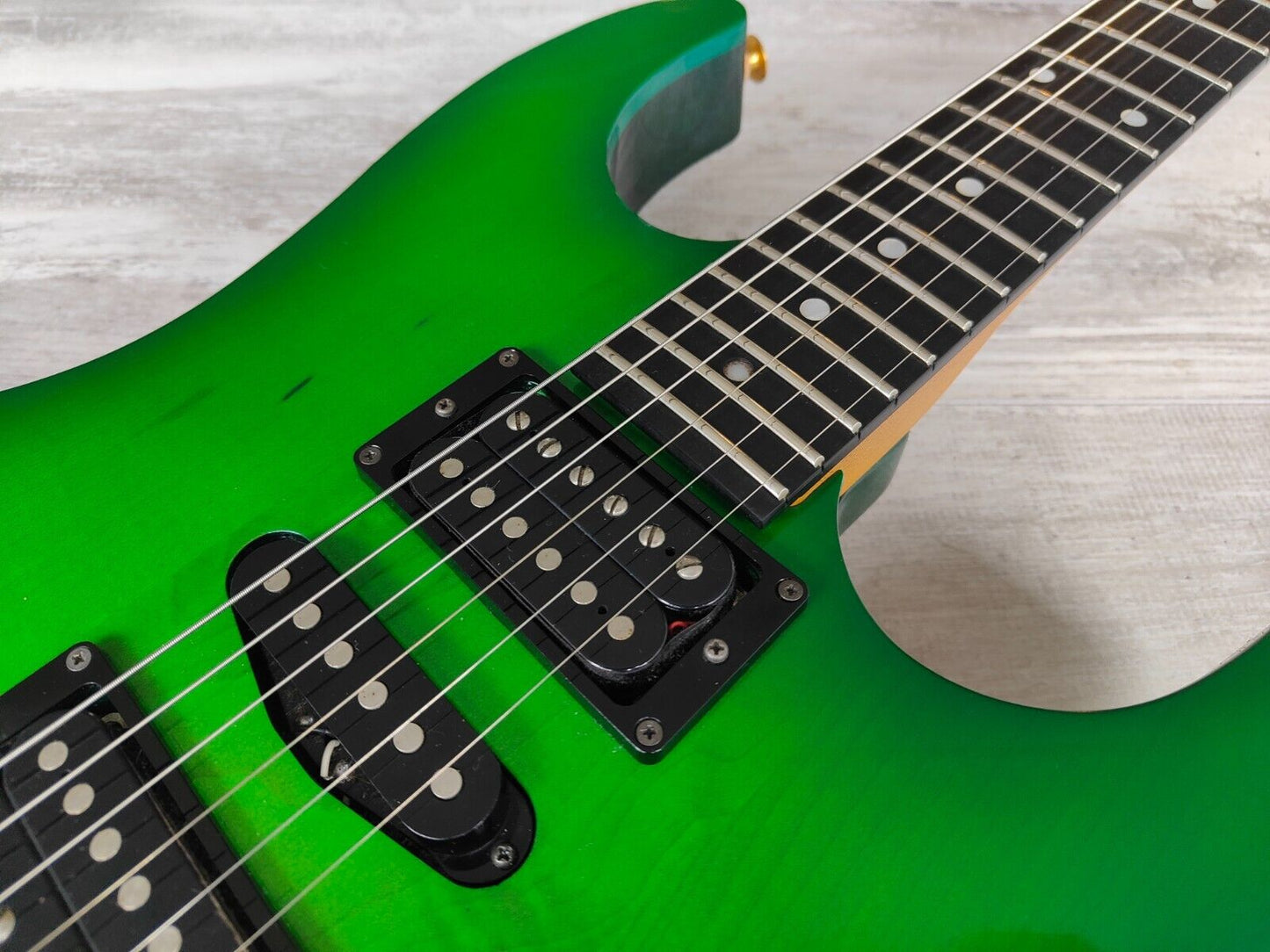 1996 Greco Japan GP-900DT HSH Superstrat w/Floyd Rose (Kermit Green Refinish)